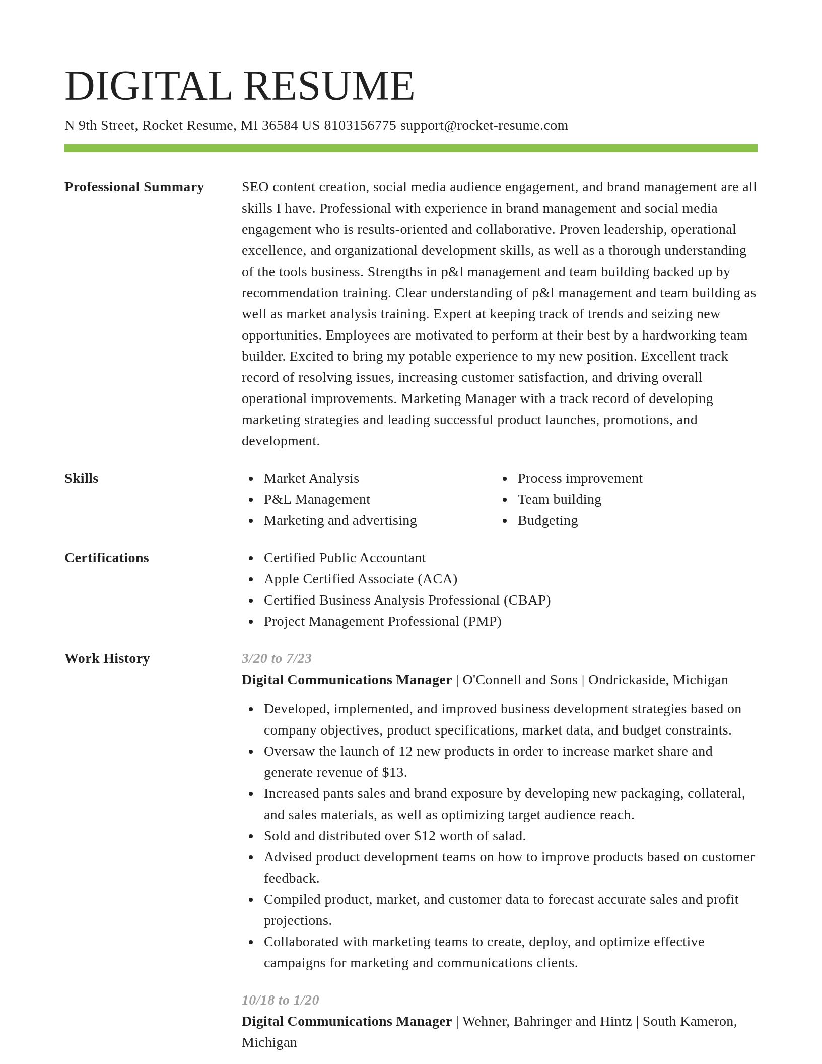 Smart resume template