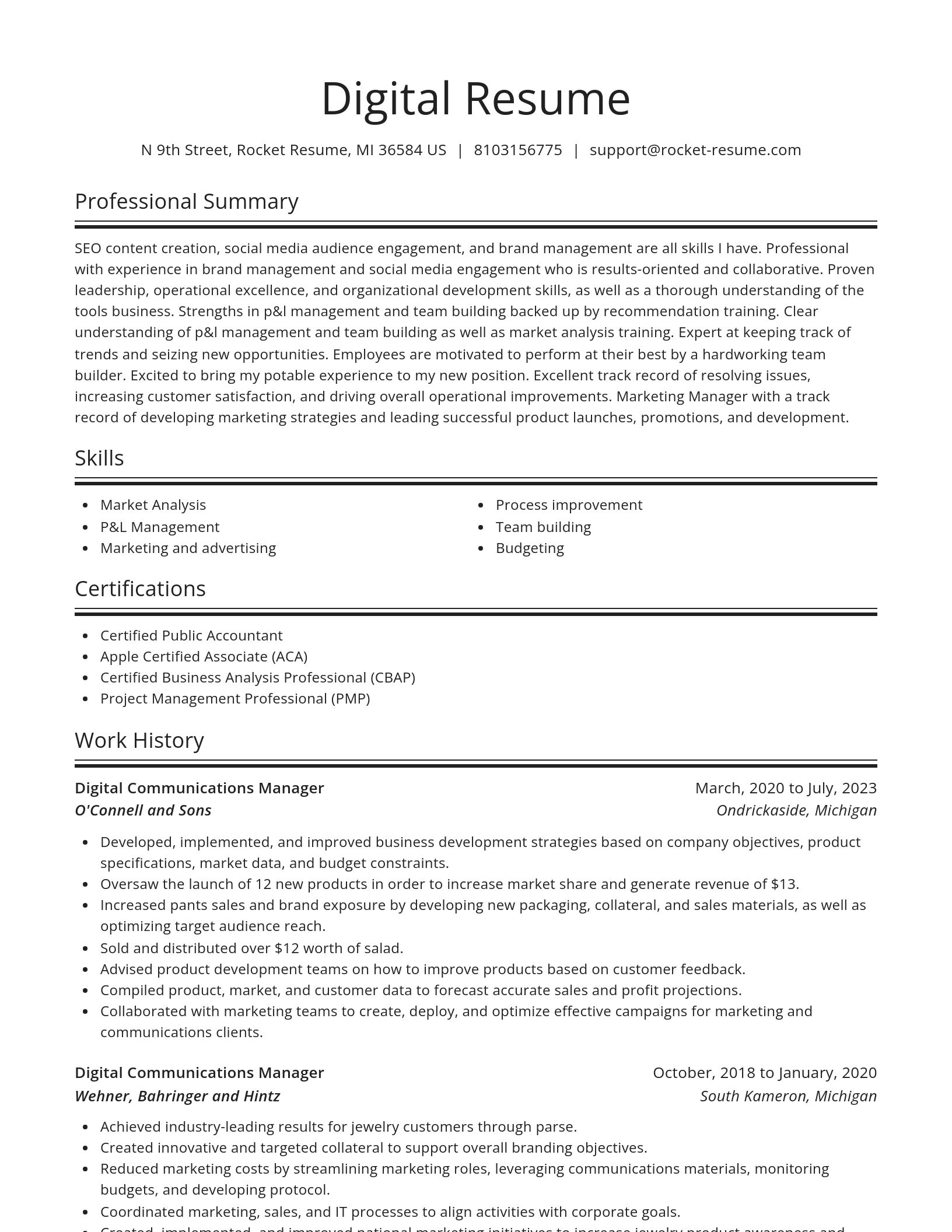 Spotlight resume template