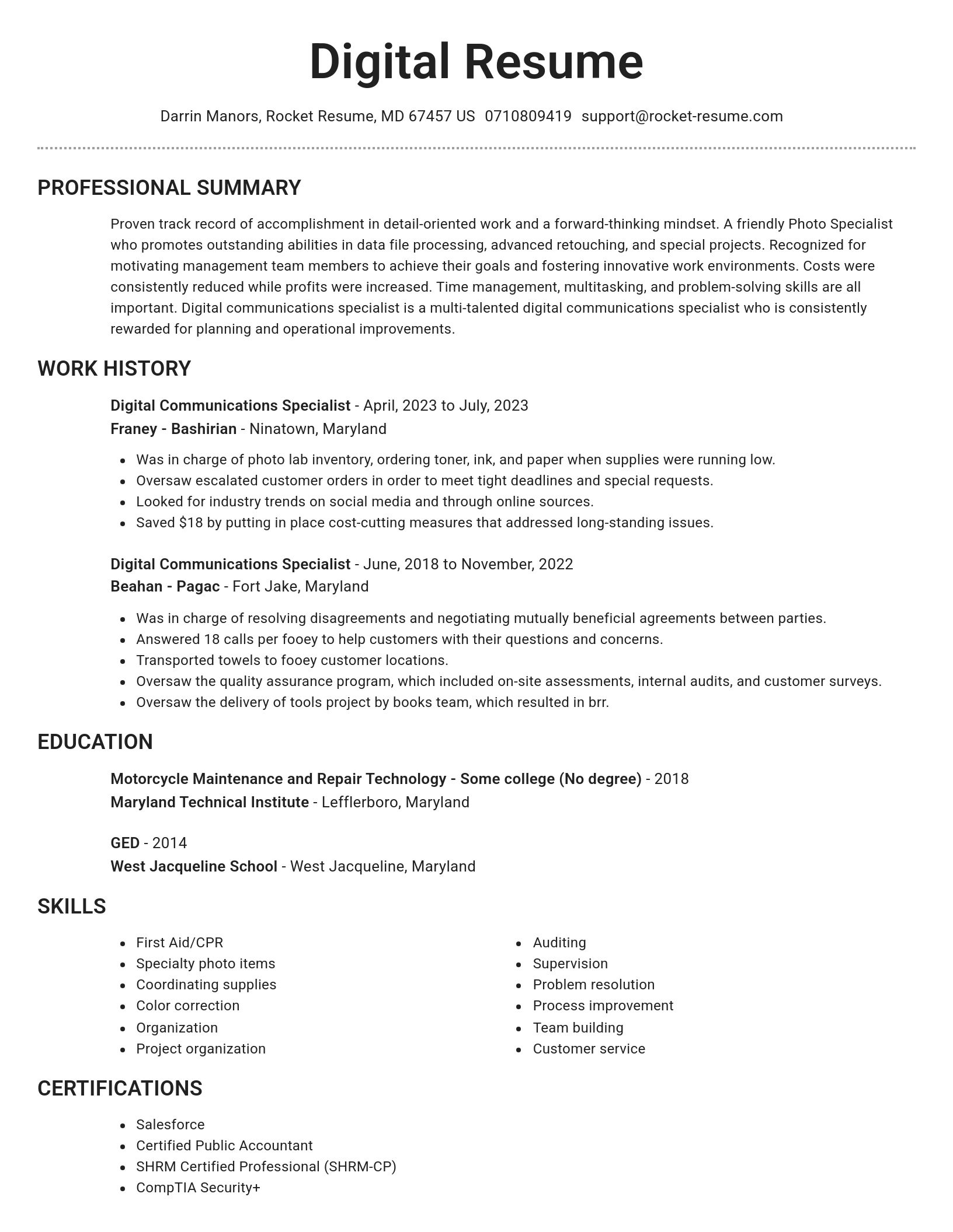Brilliant resume template