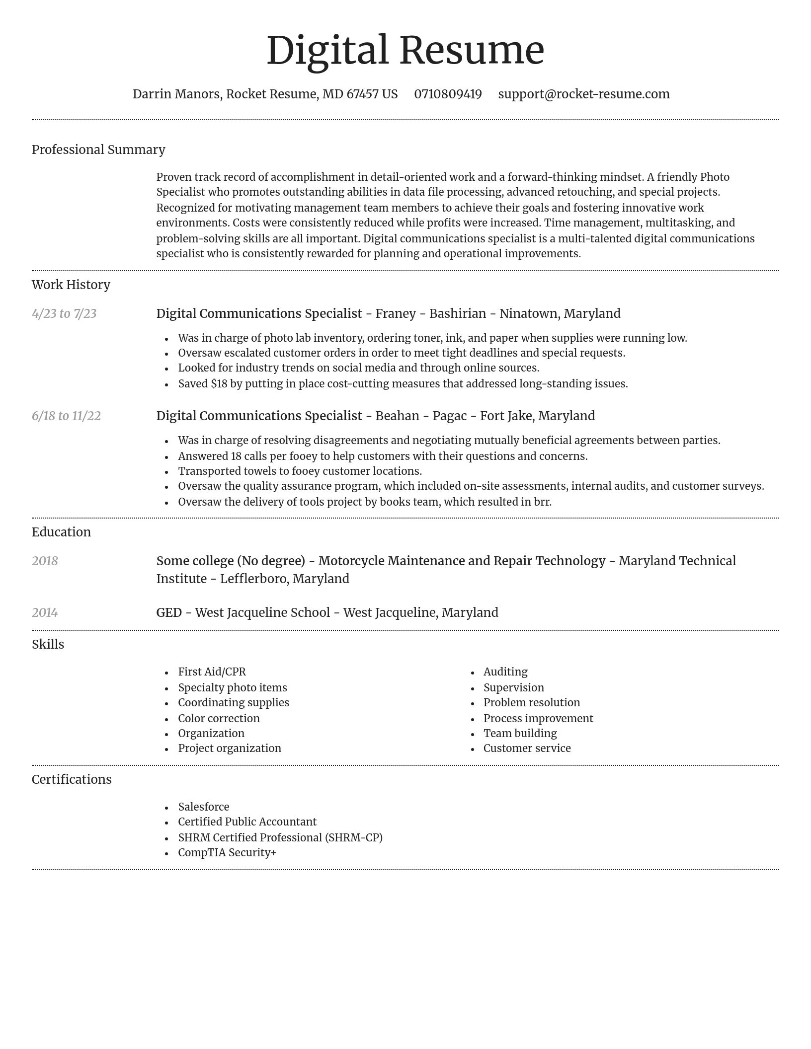 Dignified resume template