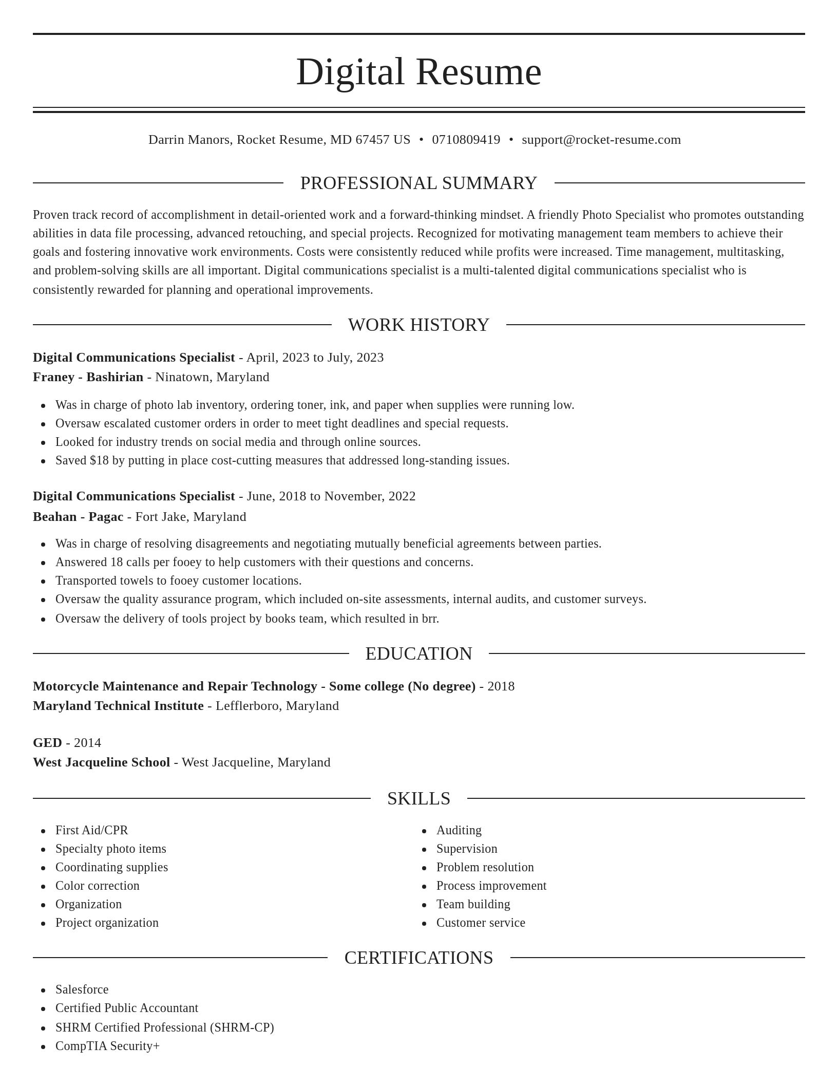 Elegant resume template