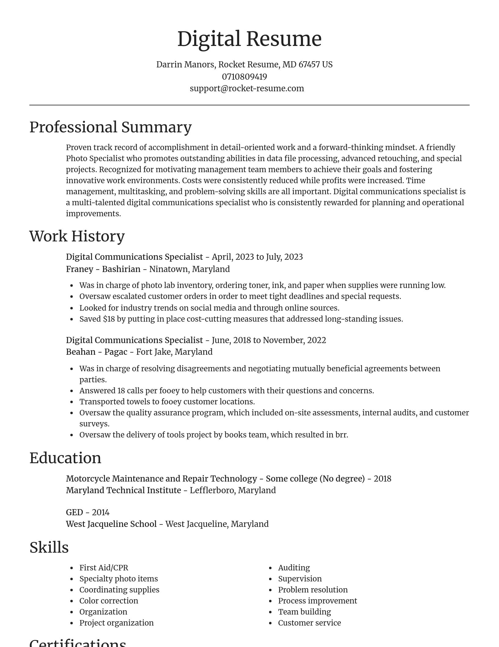Focal Point resume template