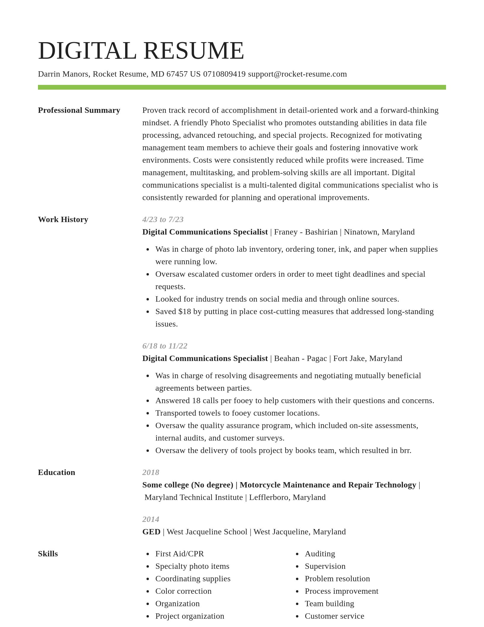 Smart resume template