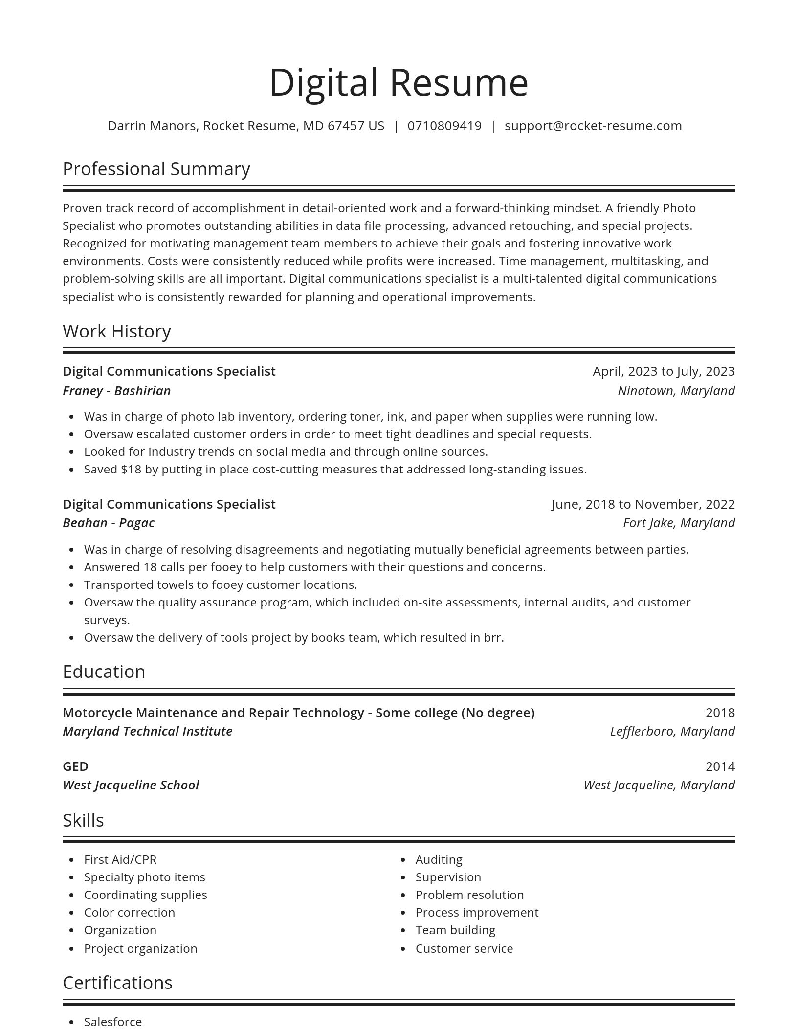 Spotlight resume template
