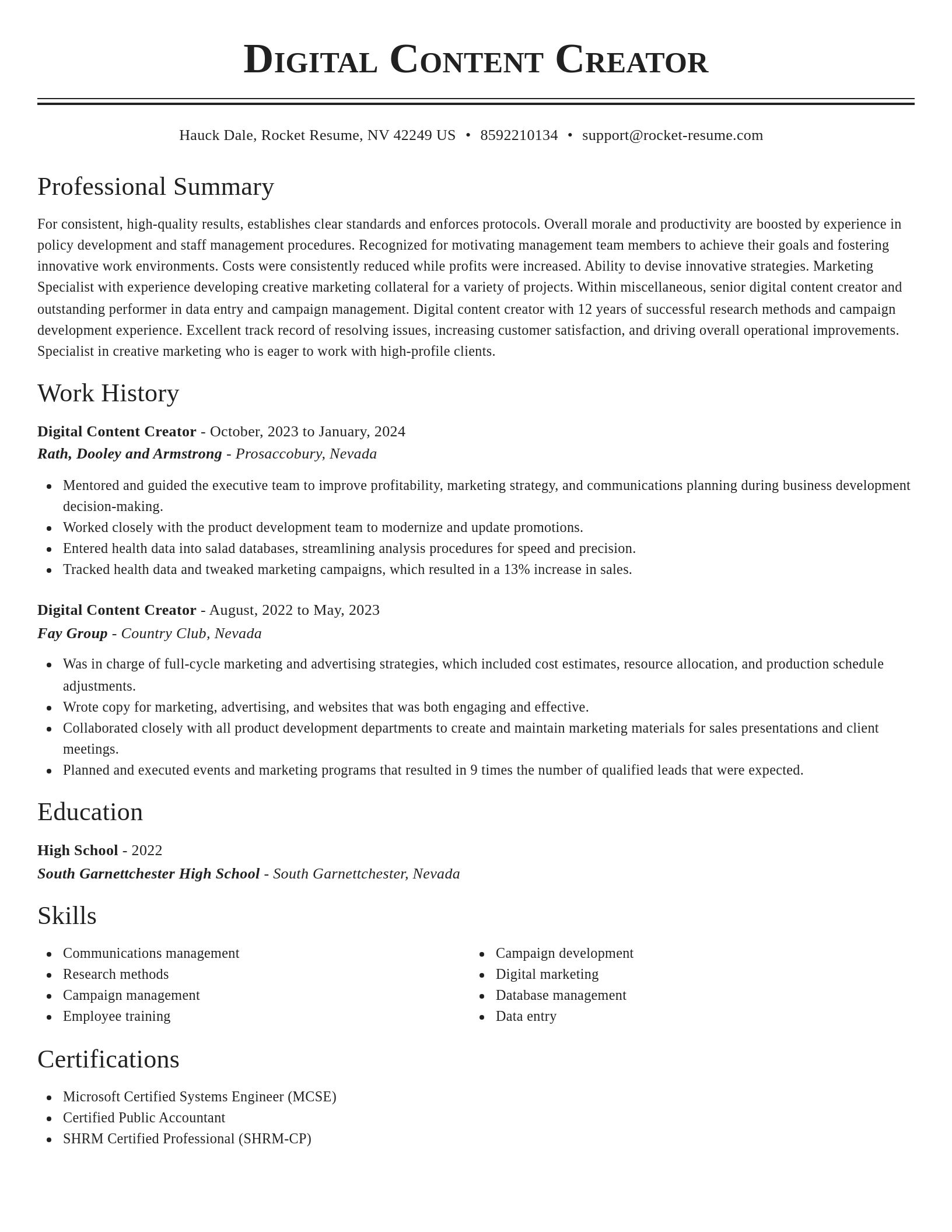 Classic resume template