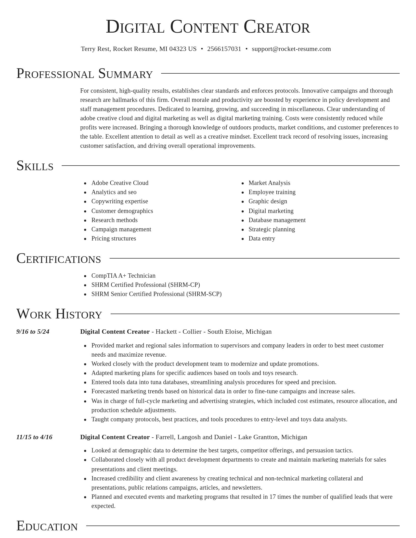 Director resume template