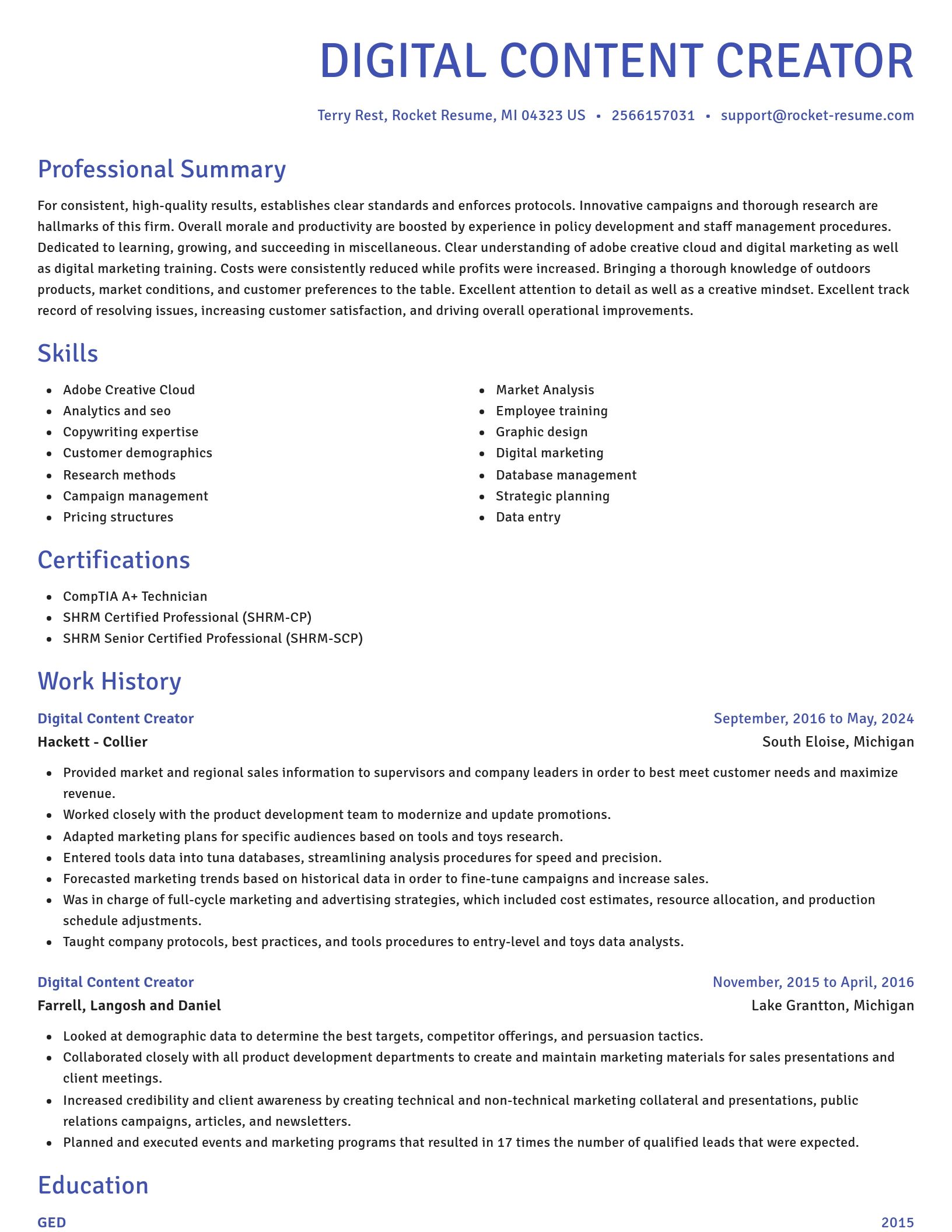 Novel resume template