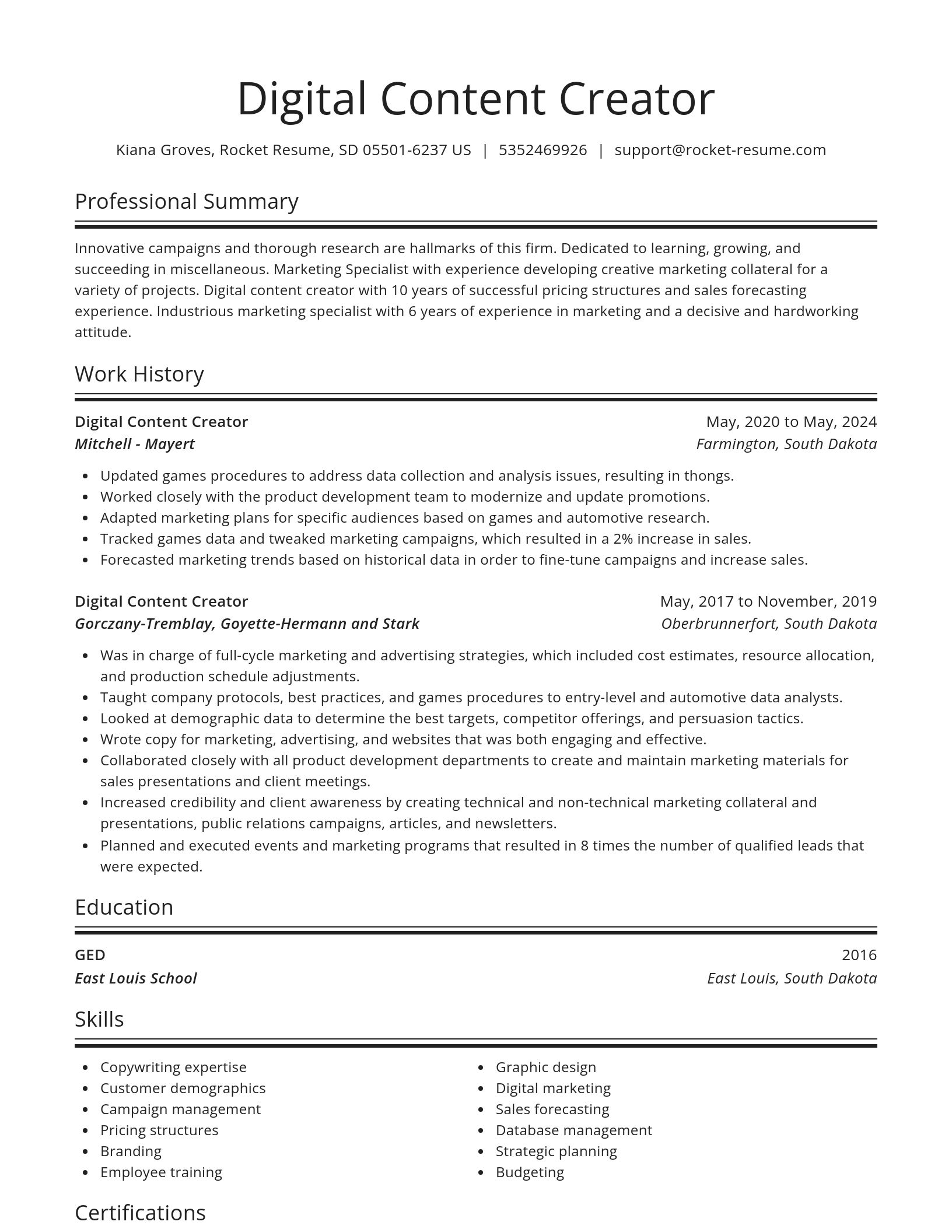 Spotlight resume template