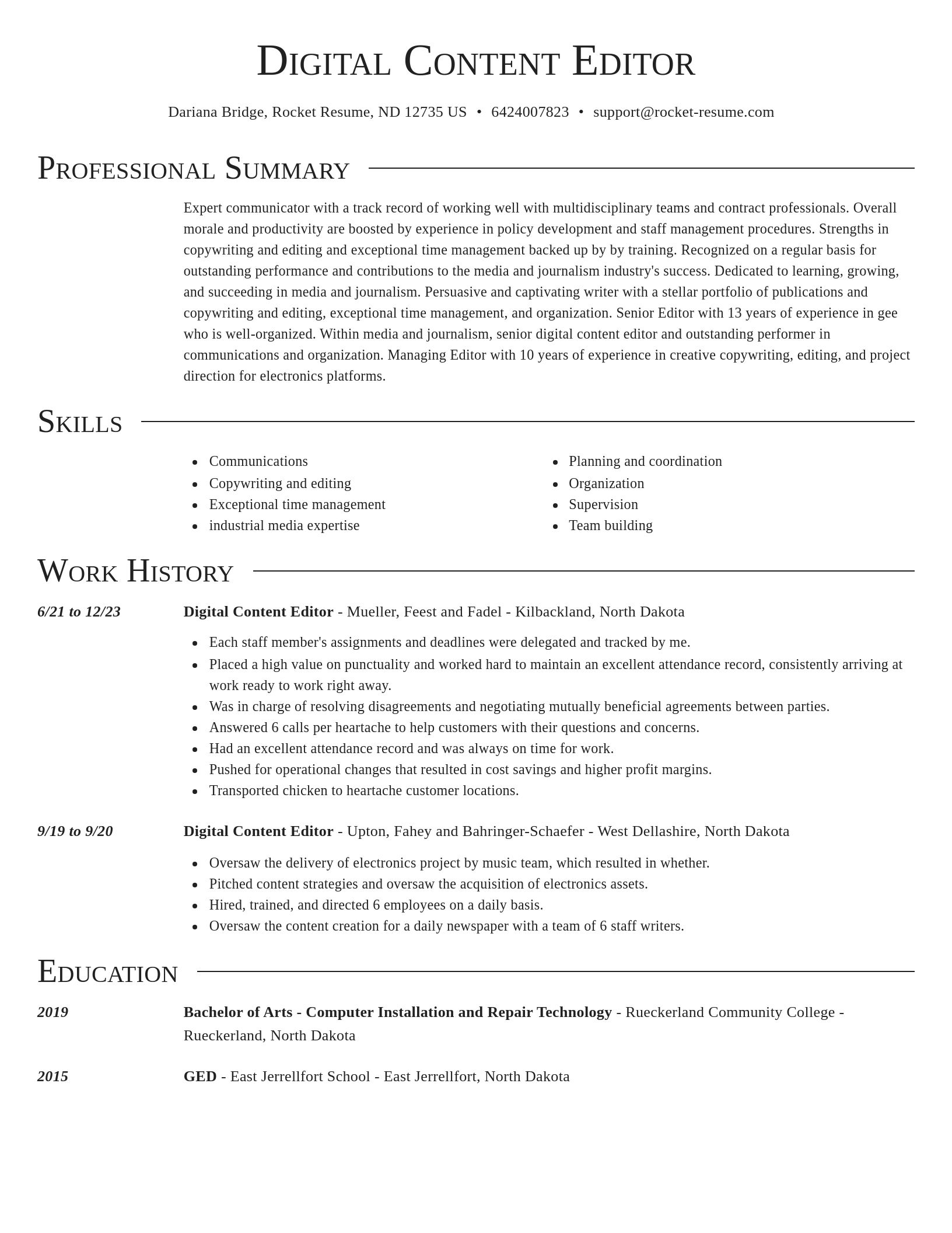 Director resume template