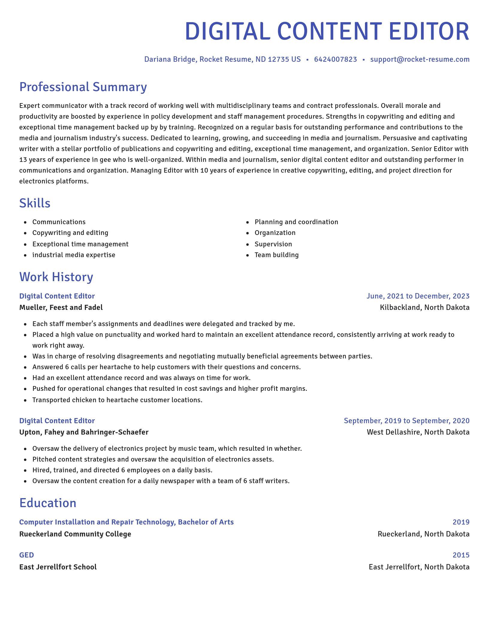 Novel resume template