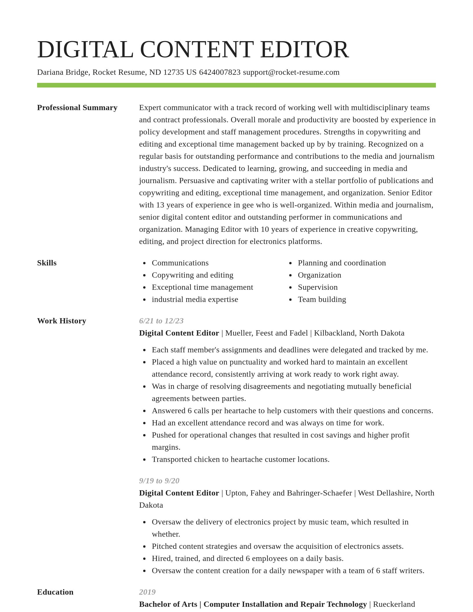 Smart resume template
