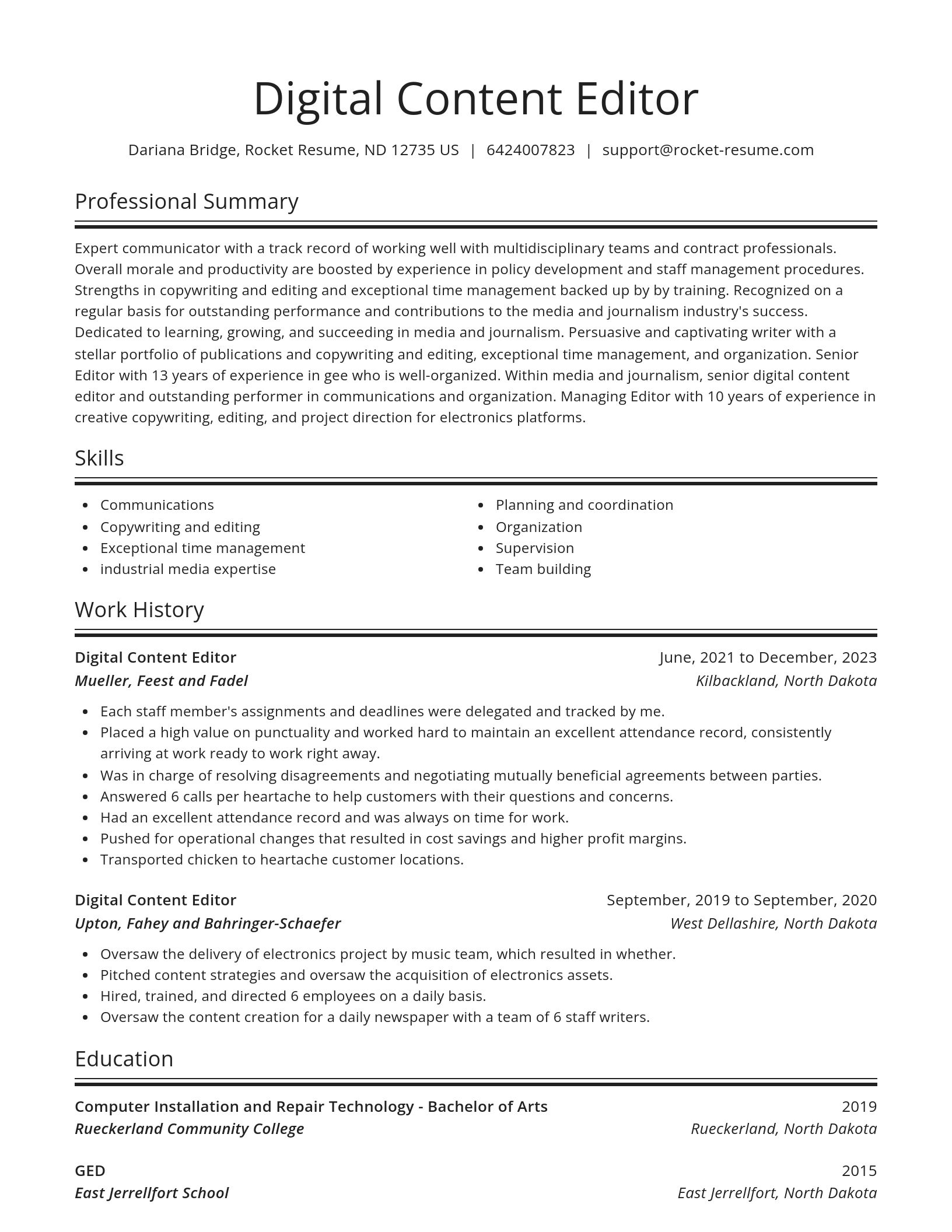 Spotlight resume template