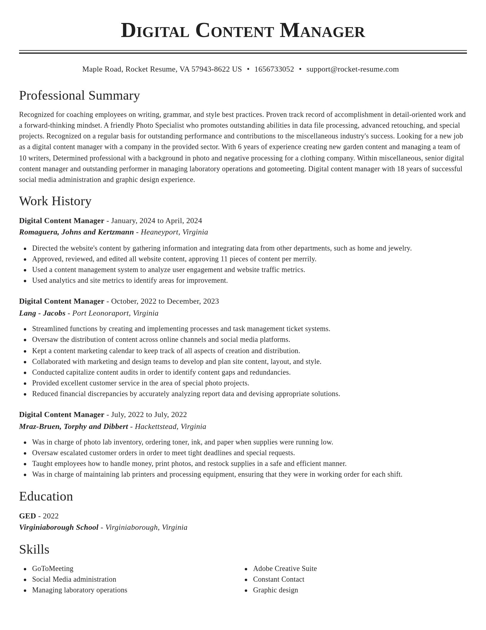 Classic resume template