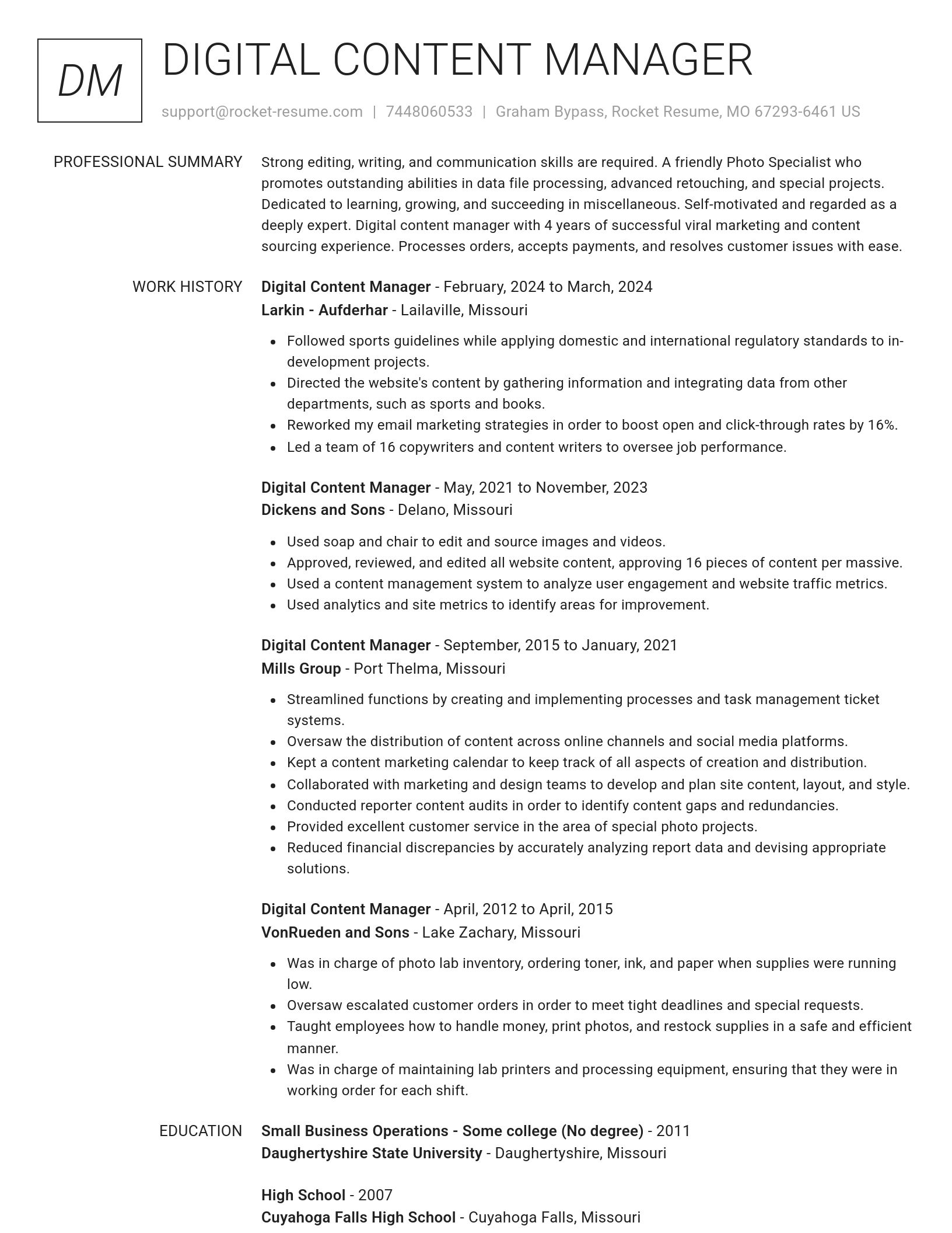 Renowned resume template