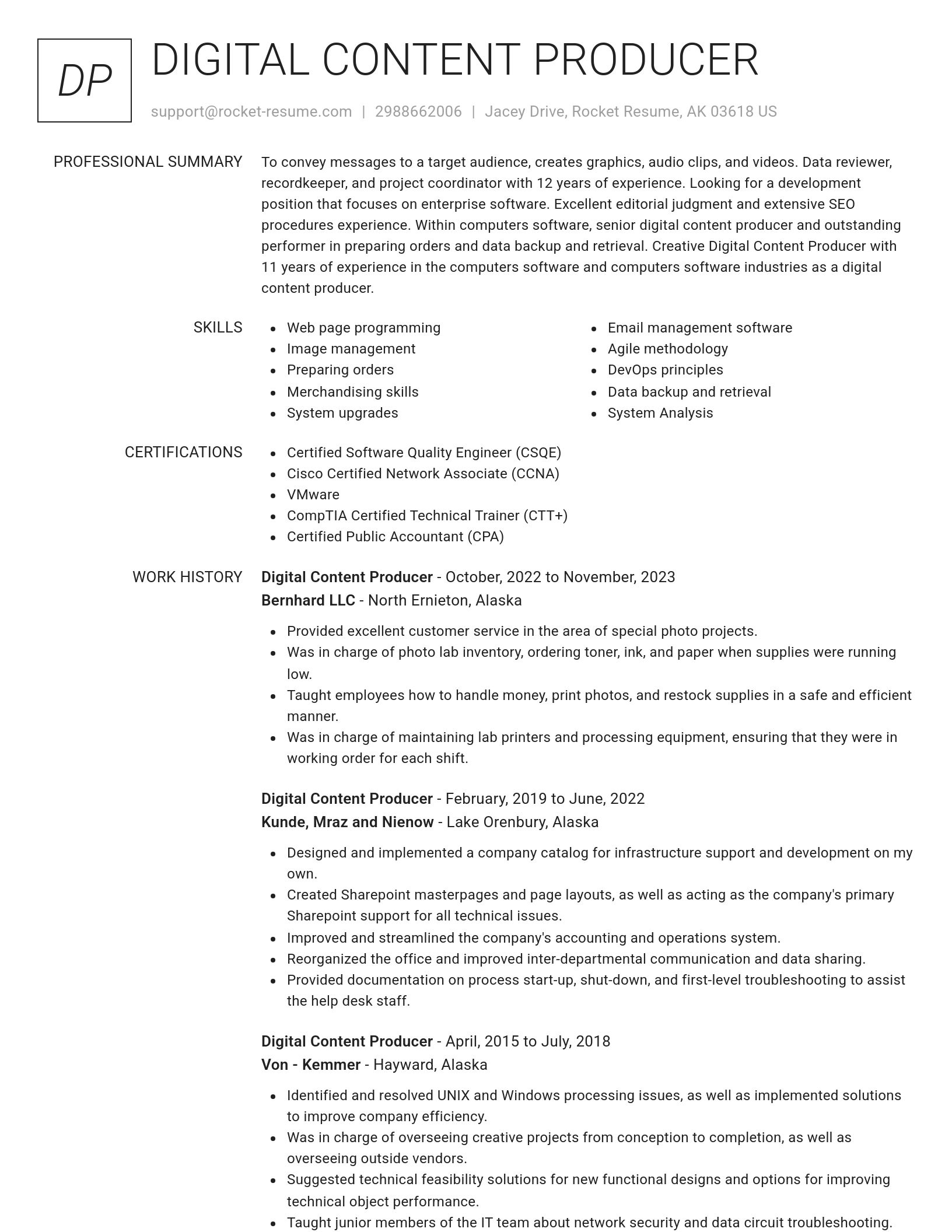Renowned resume template