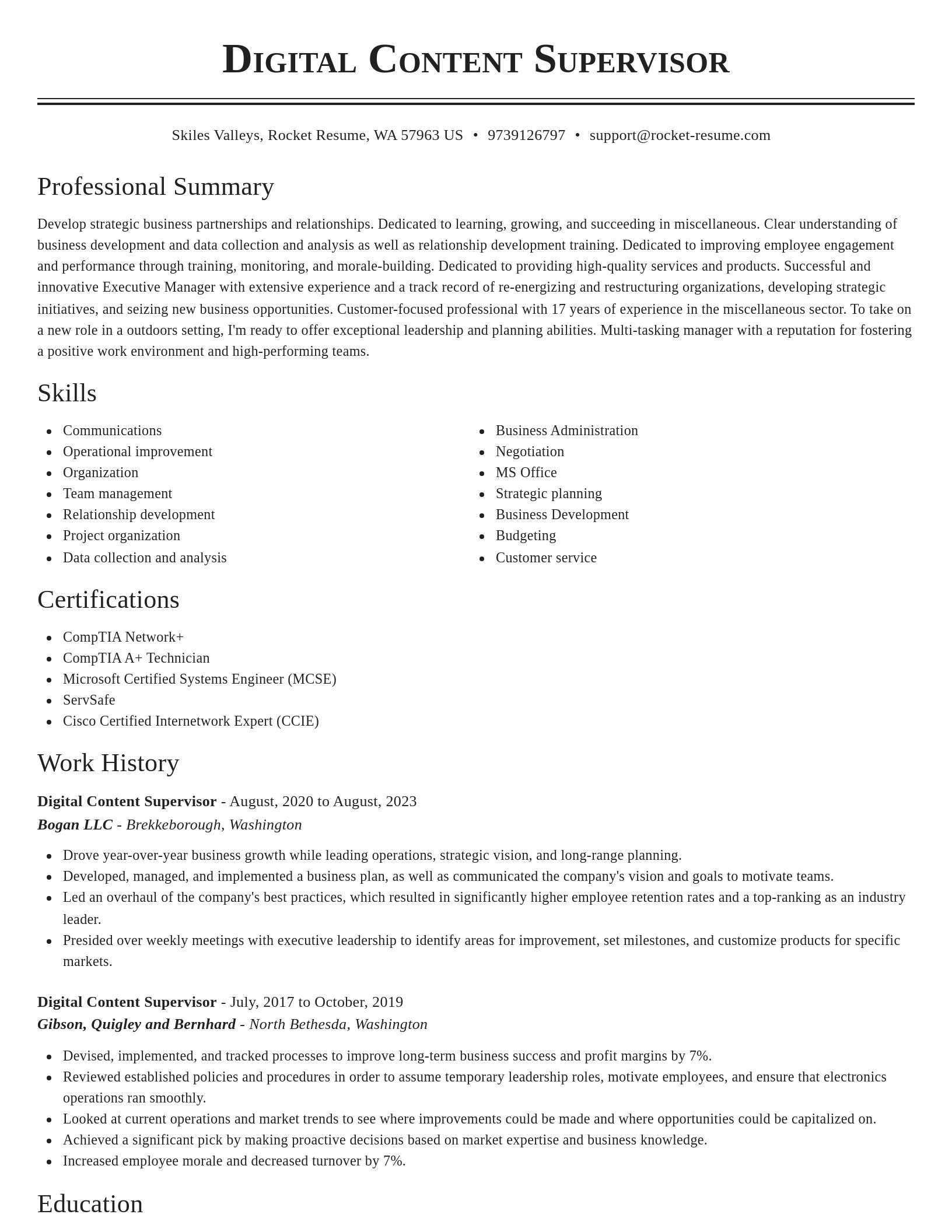 Classic resume template