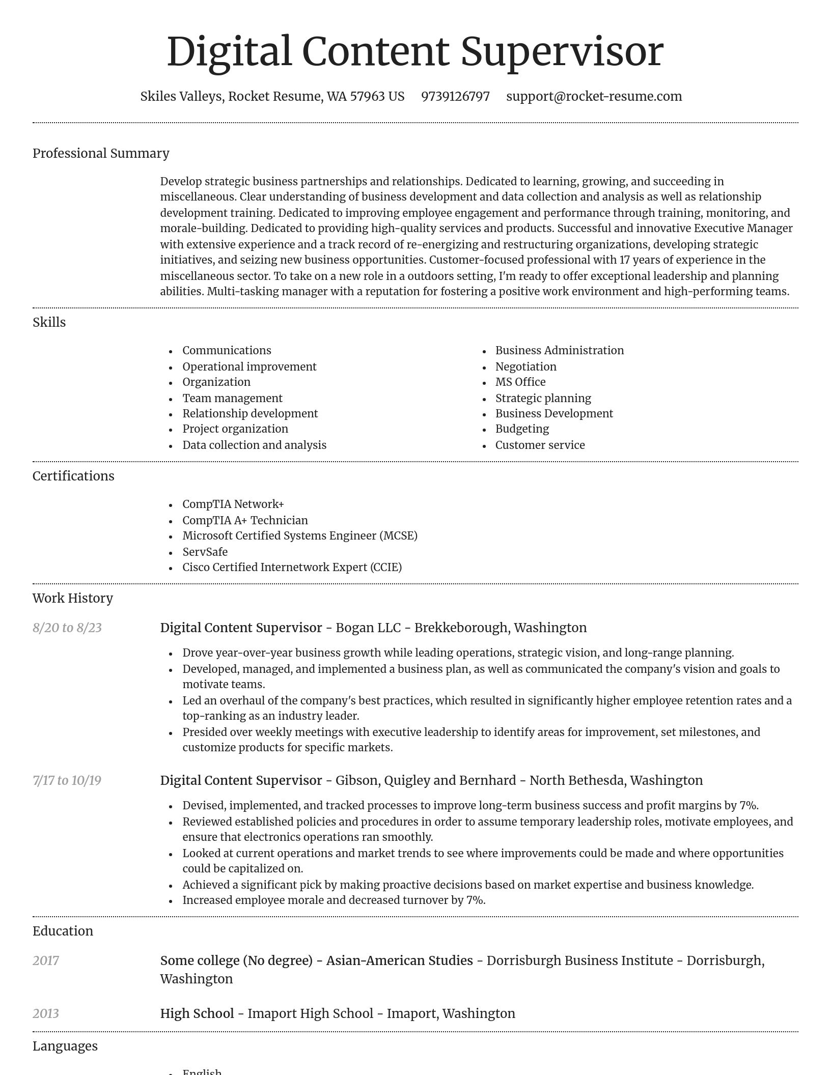 Dignified resume template