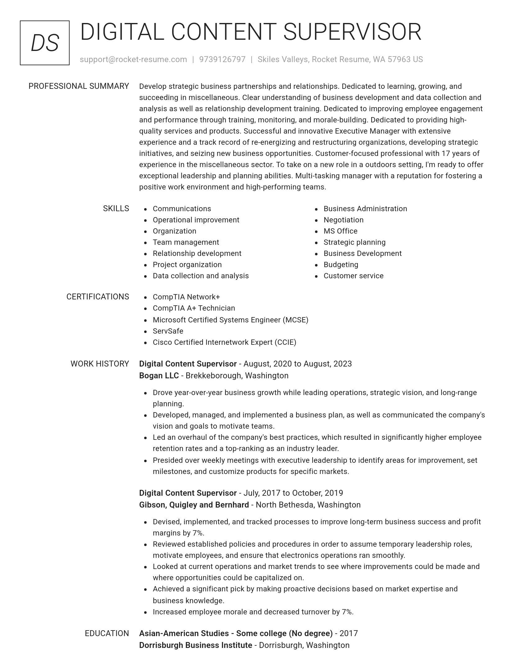 Renowned resume template