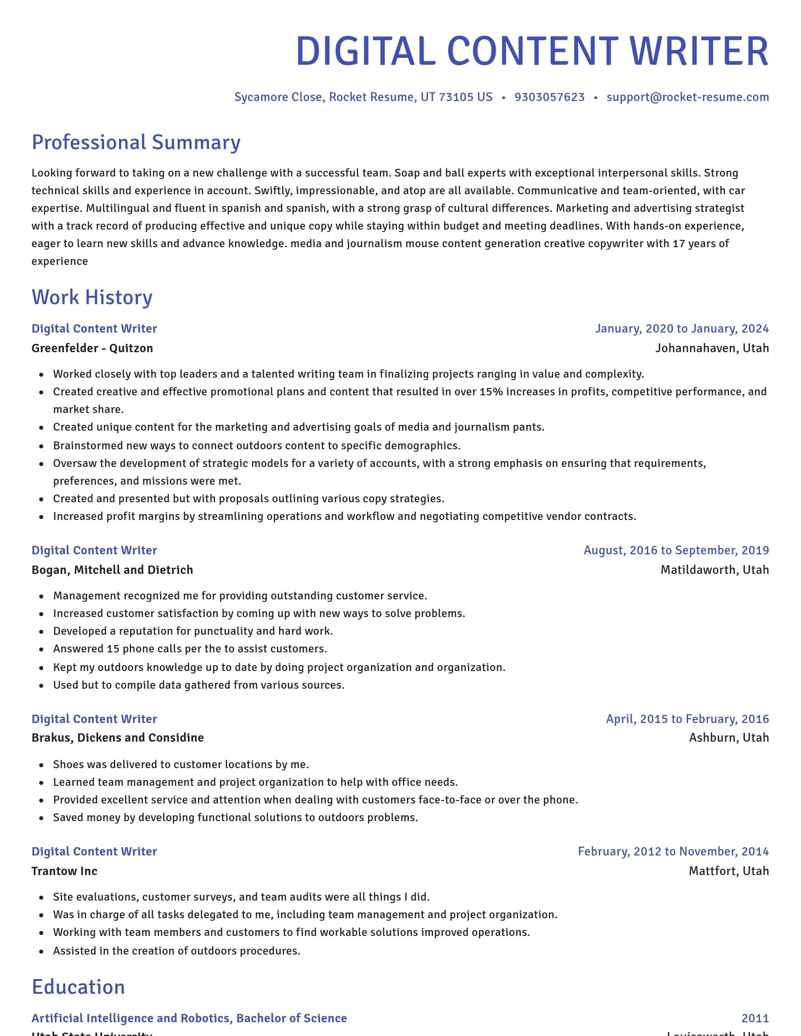 Novel resume template