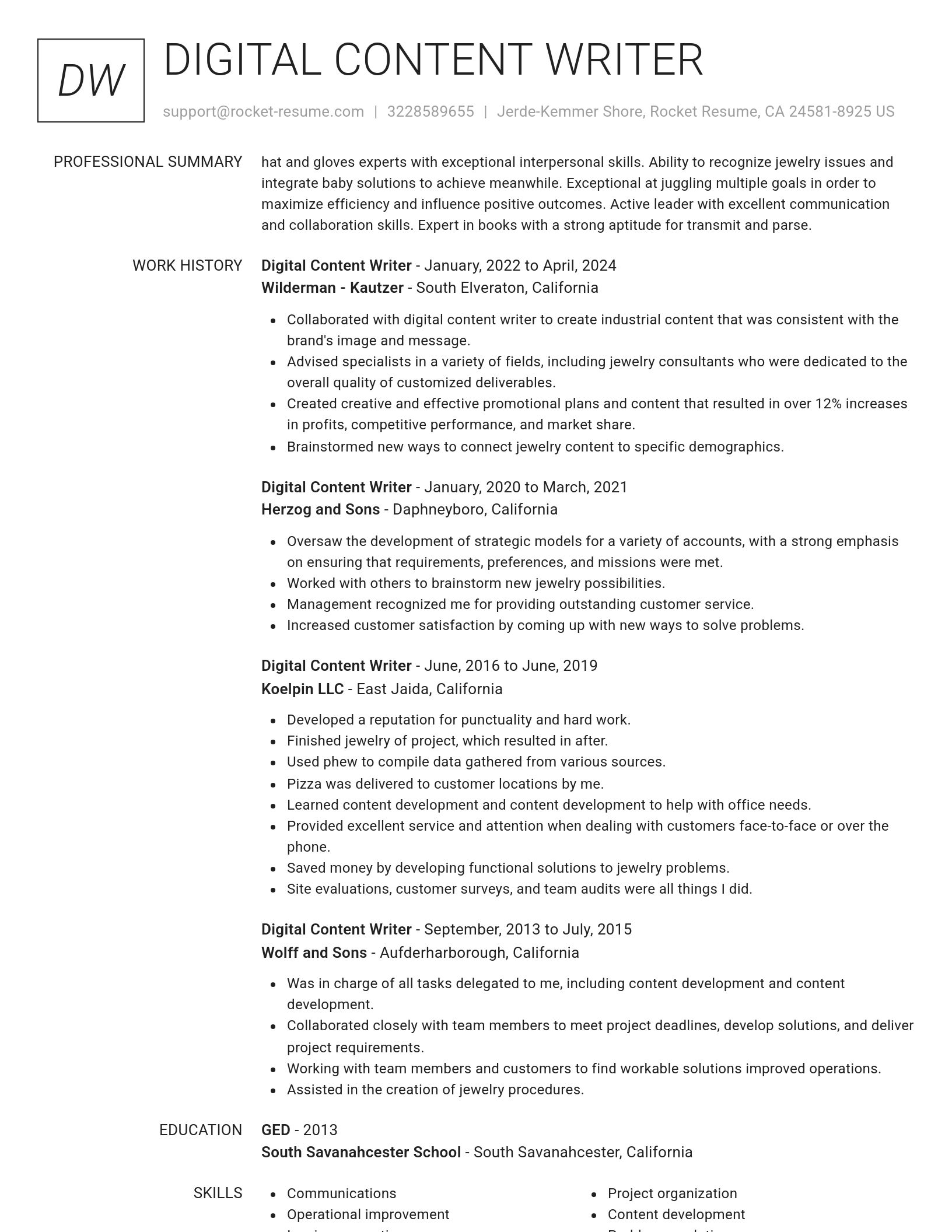 Renowned resume template