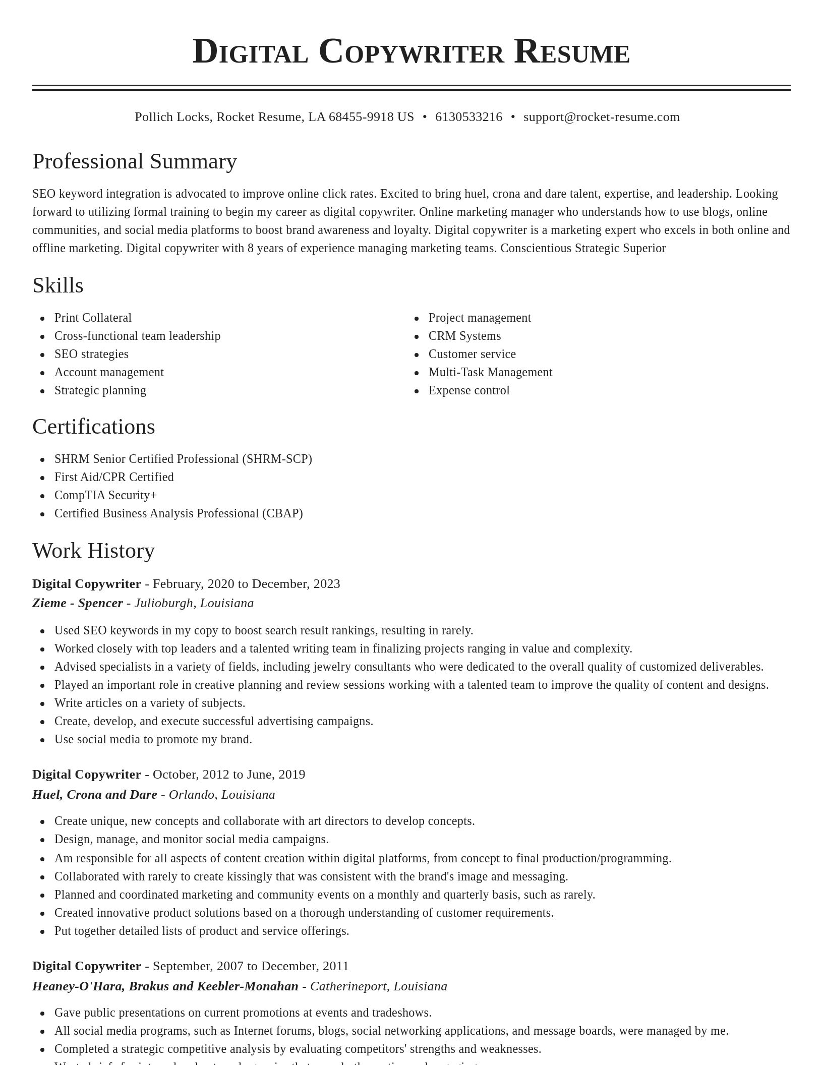 Classic resume template