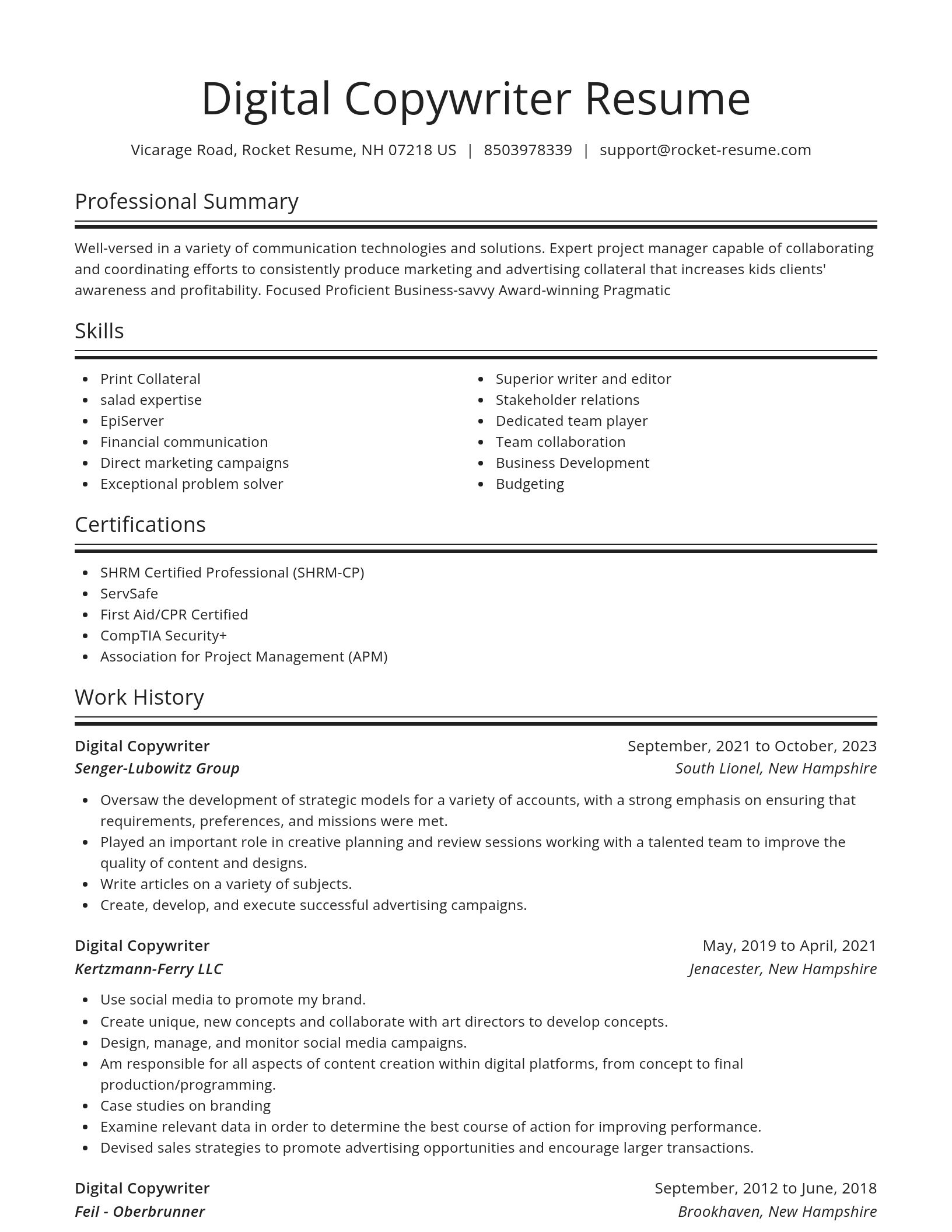 Spotlight resume template