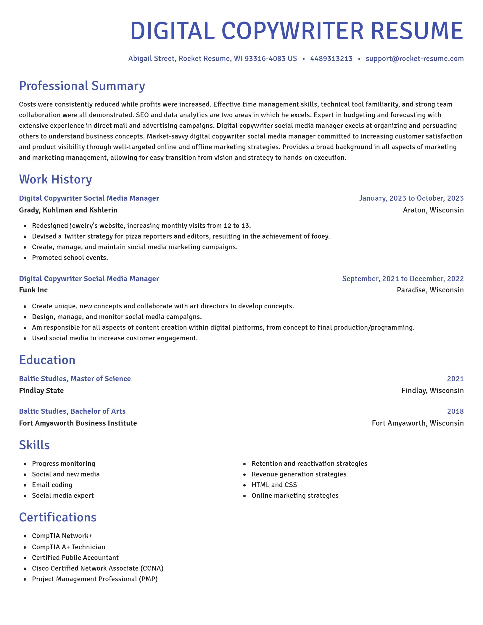 Novel resume template