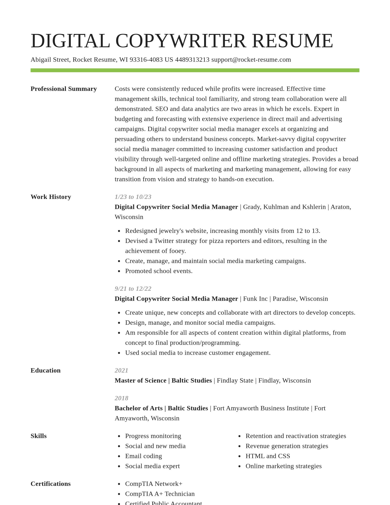 Smart resume template