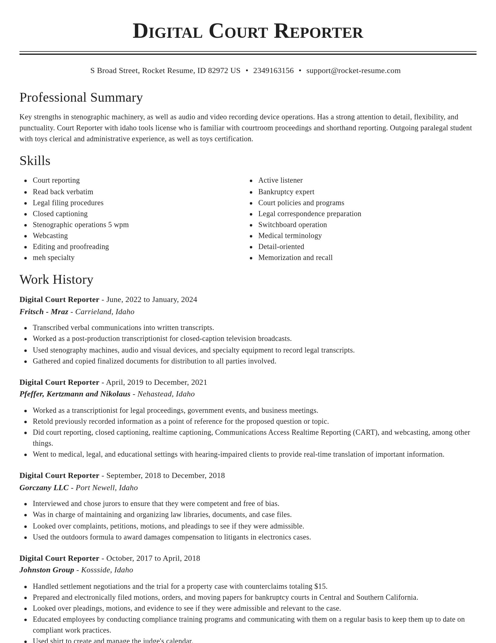 Classic resume template