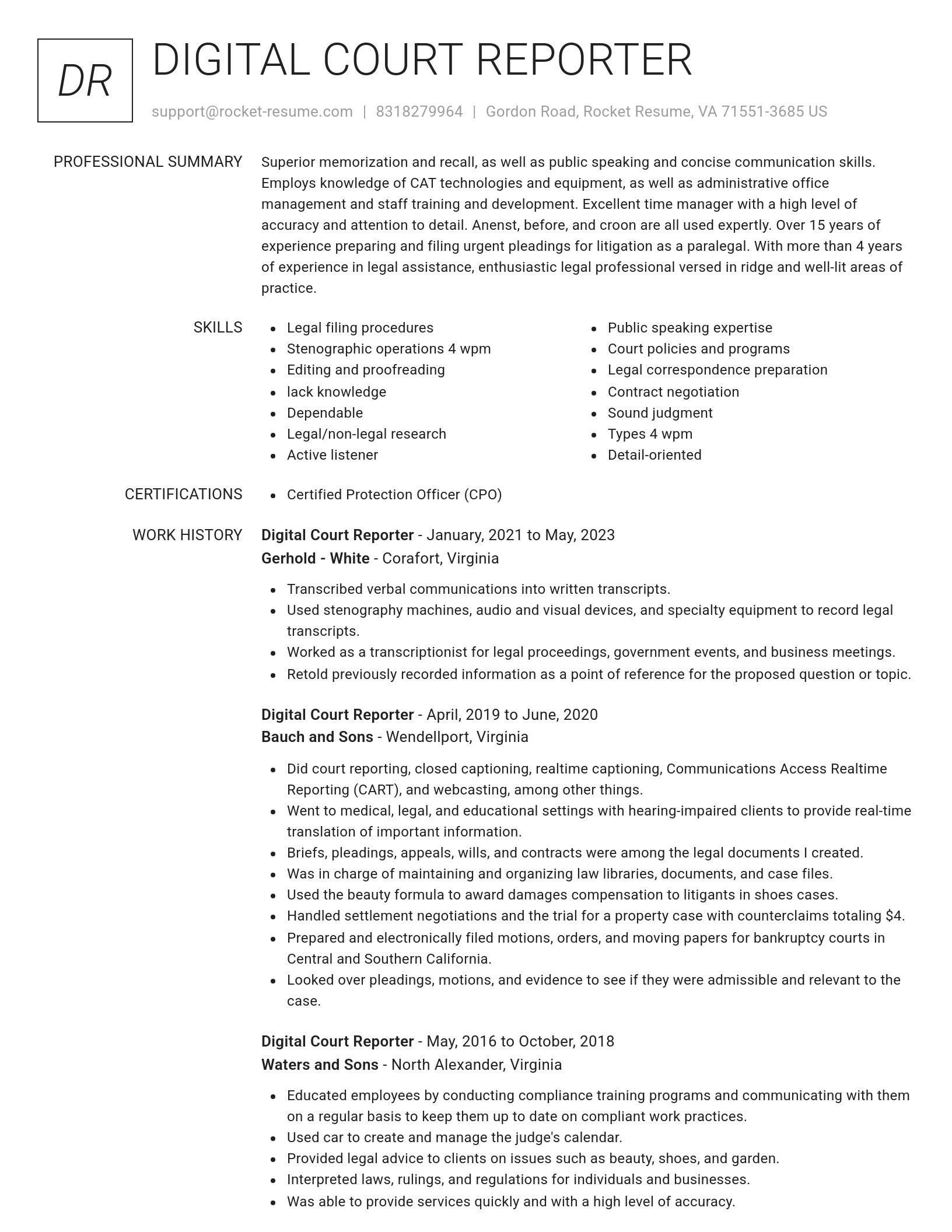 Renowned resume template