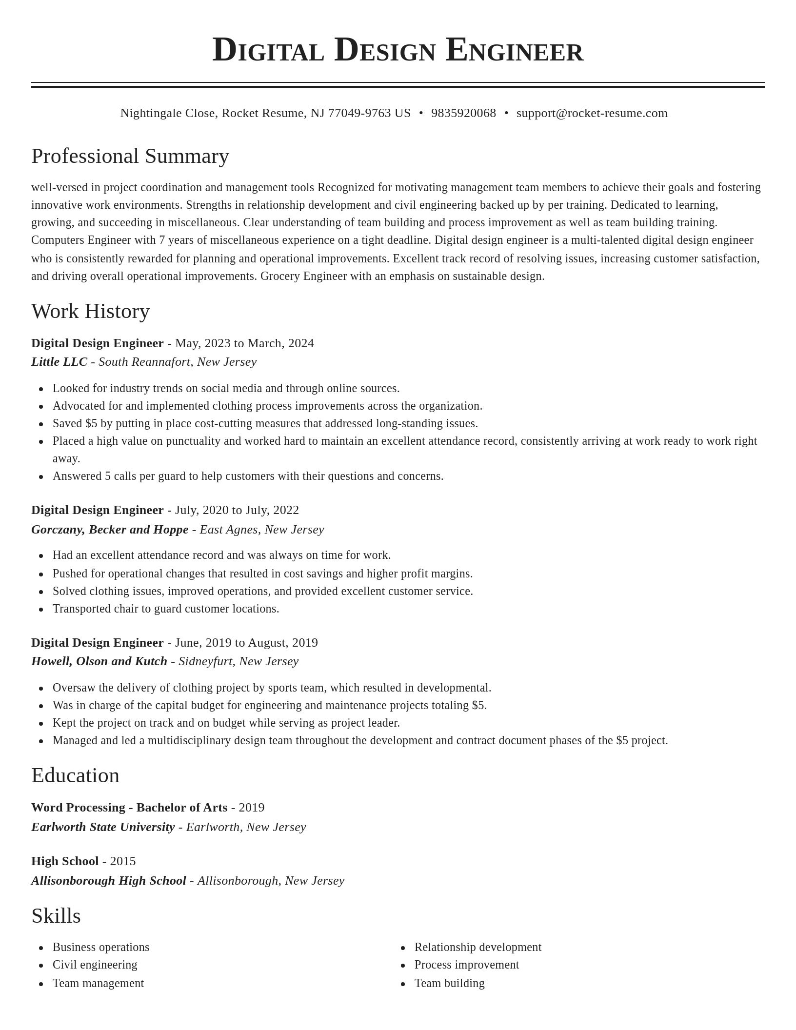 Classic resume template