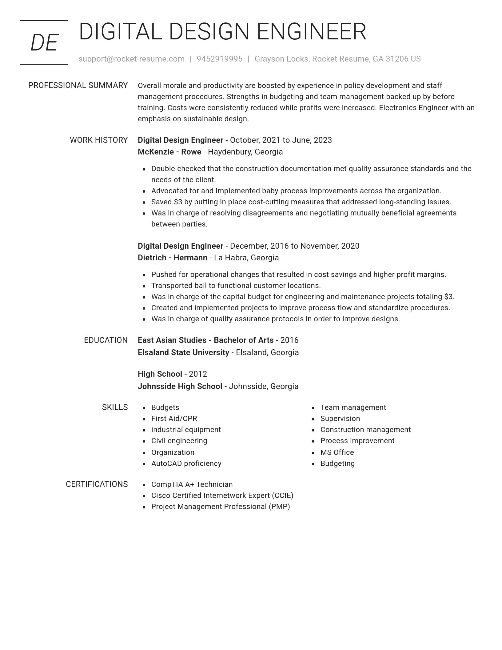 Renowned resume template