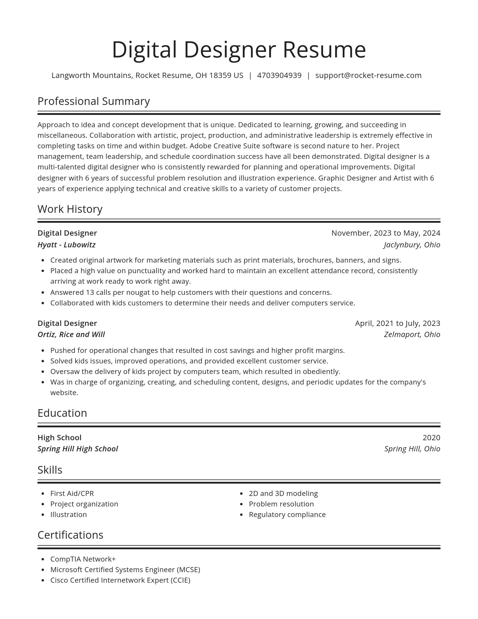 Spotlight resume template