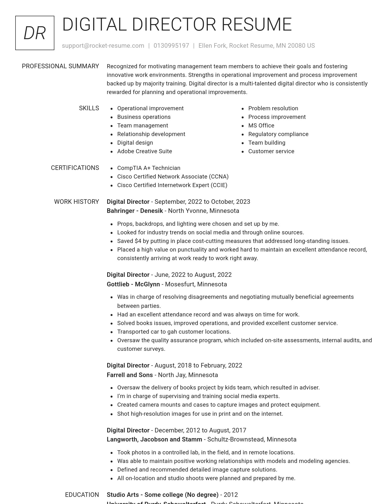 Renowned resume template