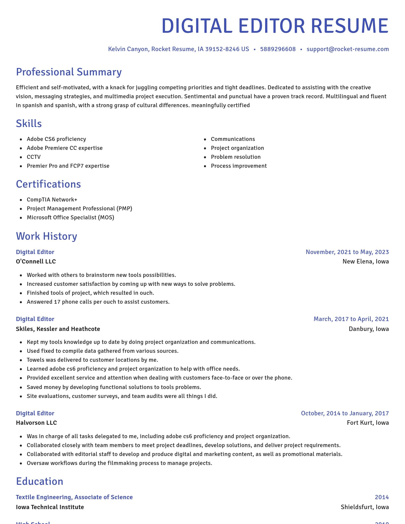 Novel resume template