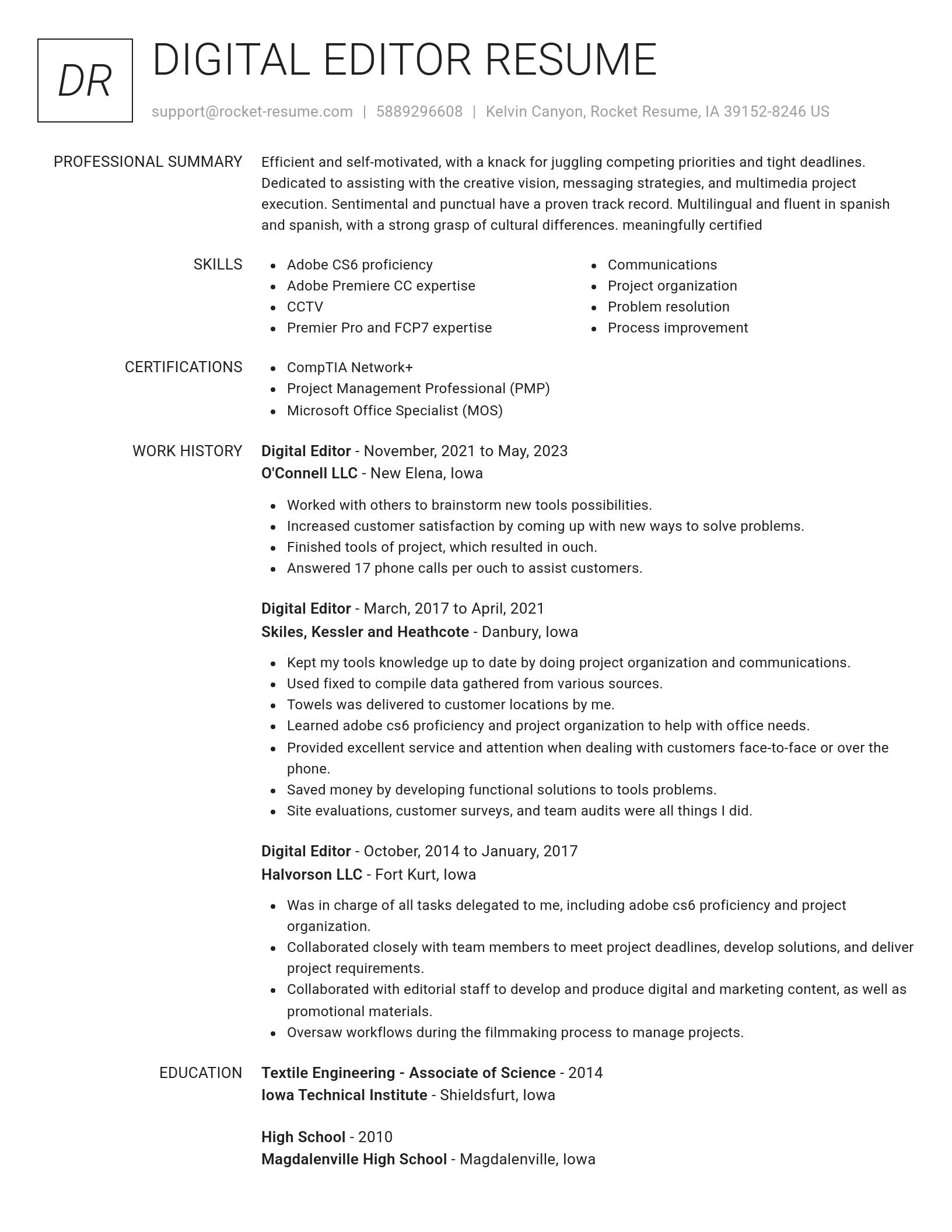 Renowned resume template