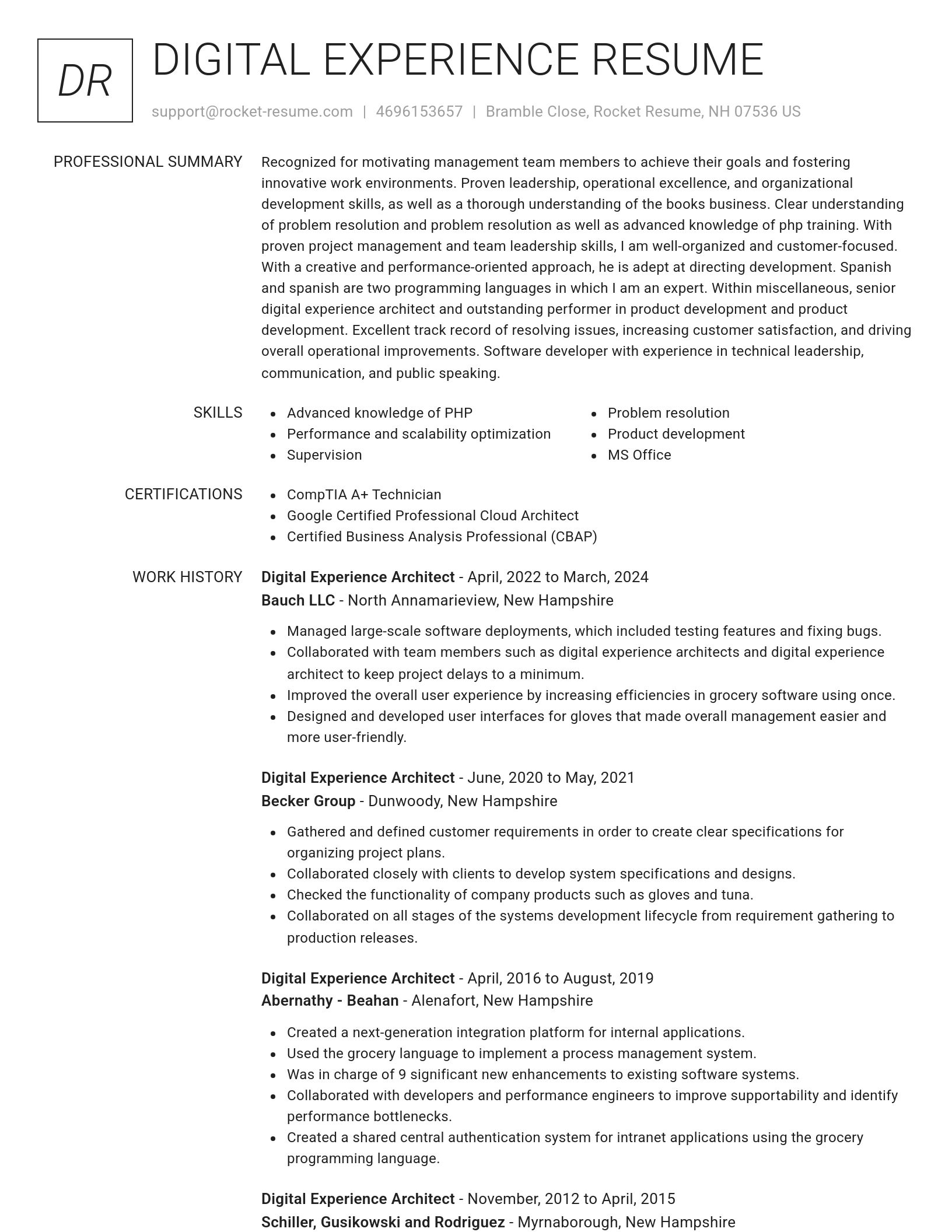 Renowned resume template
