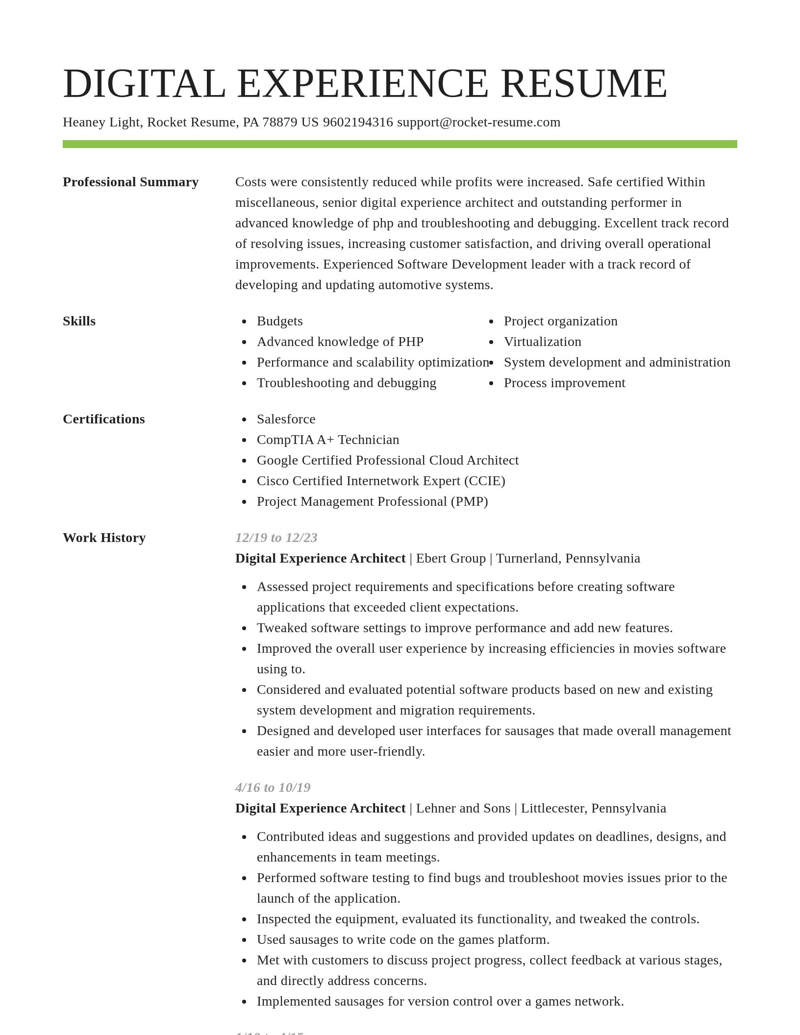 Smart resume template