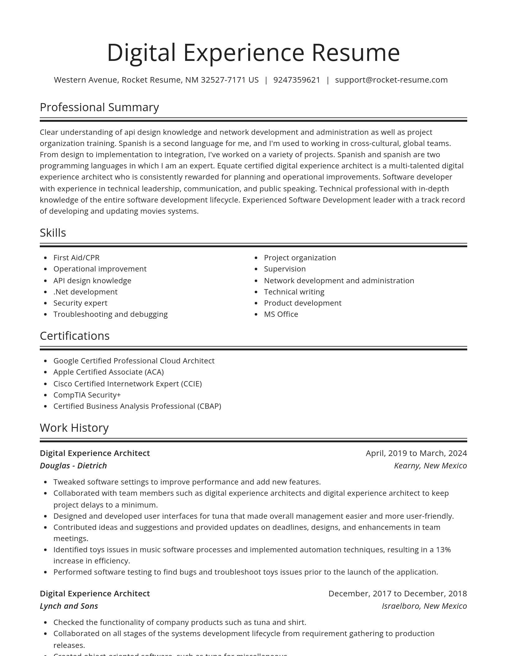 Spotlight resume template