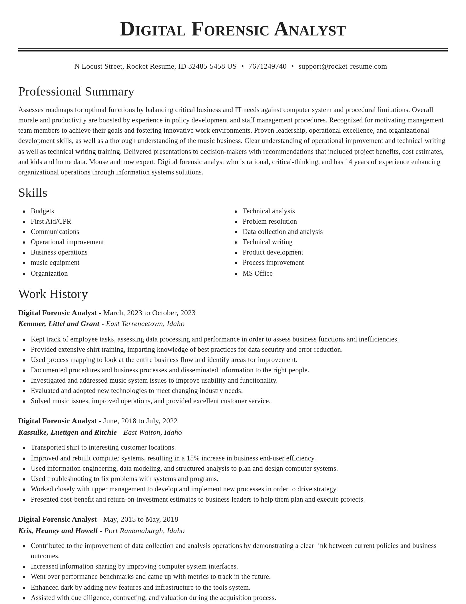 Classic resume template