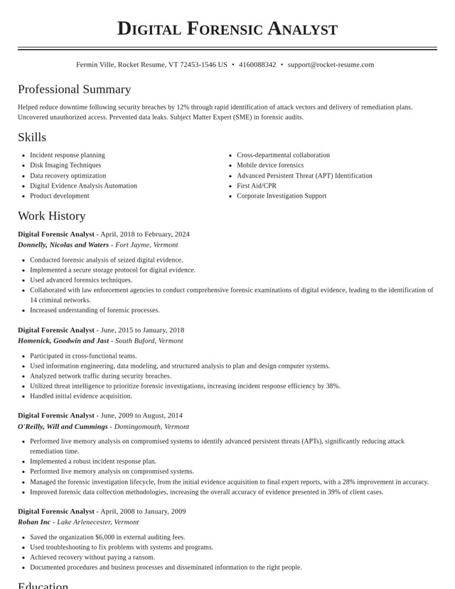 Classic resume template