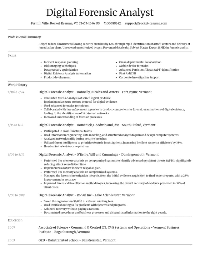 Dignified resume template