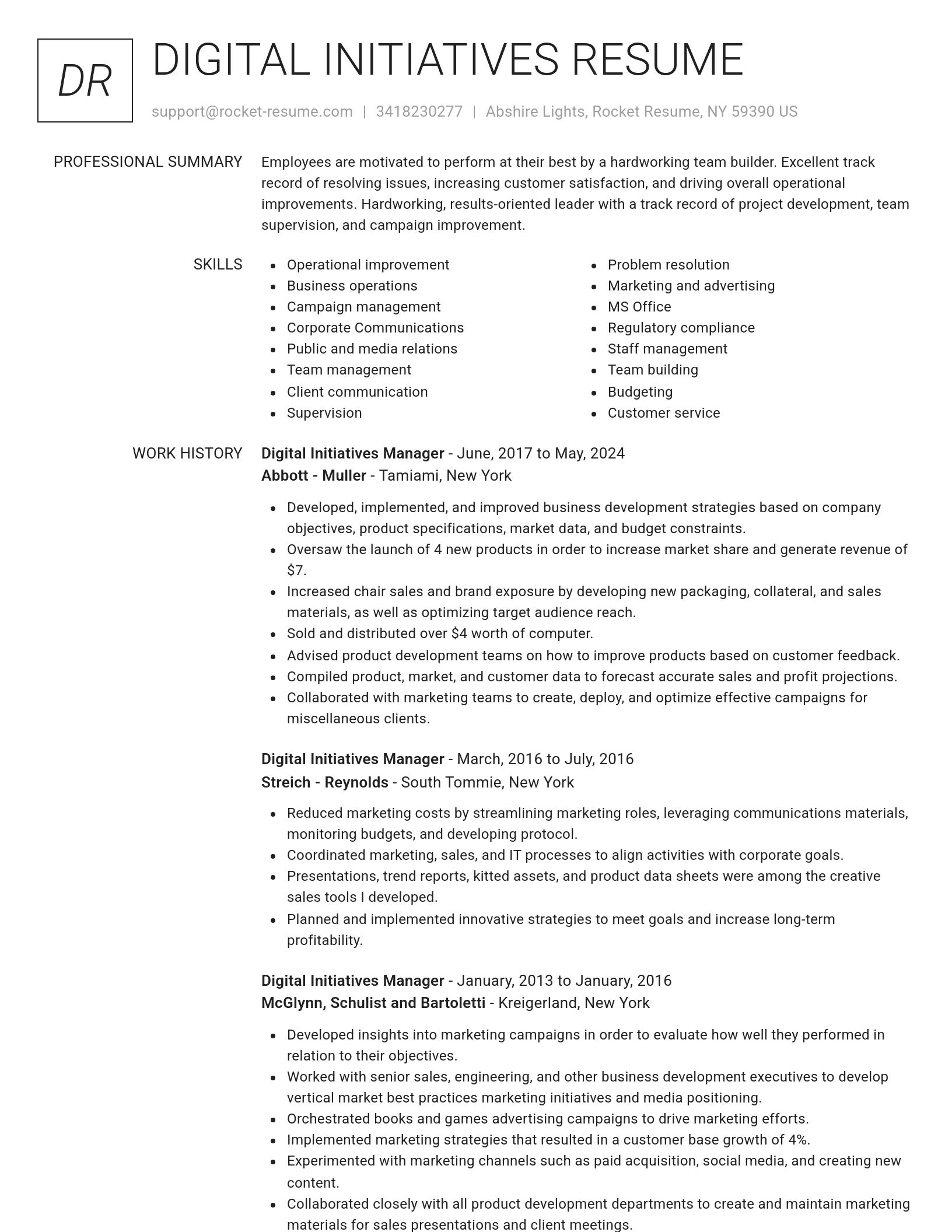 Renowned resume template