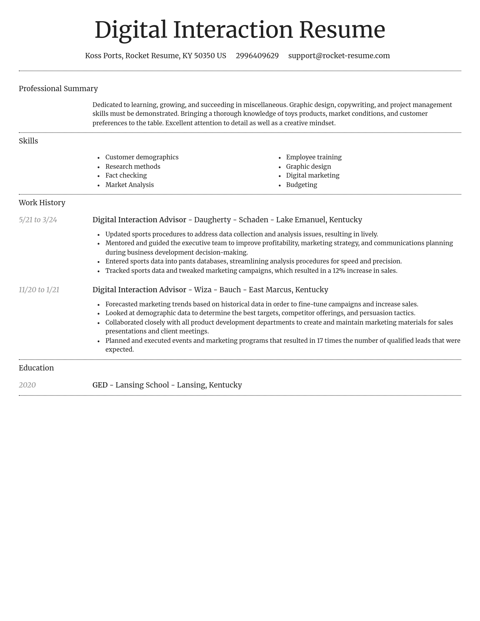 Dignified resume template