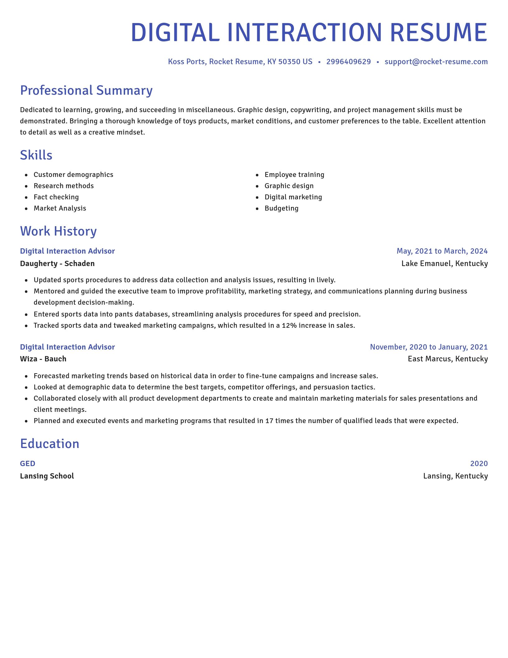 Novel resume template