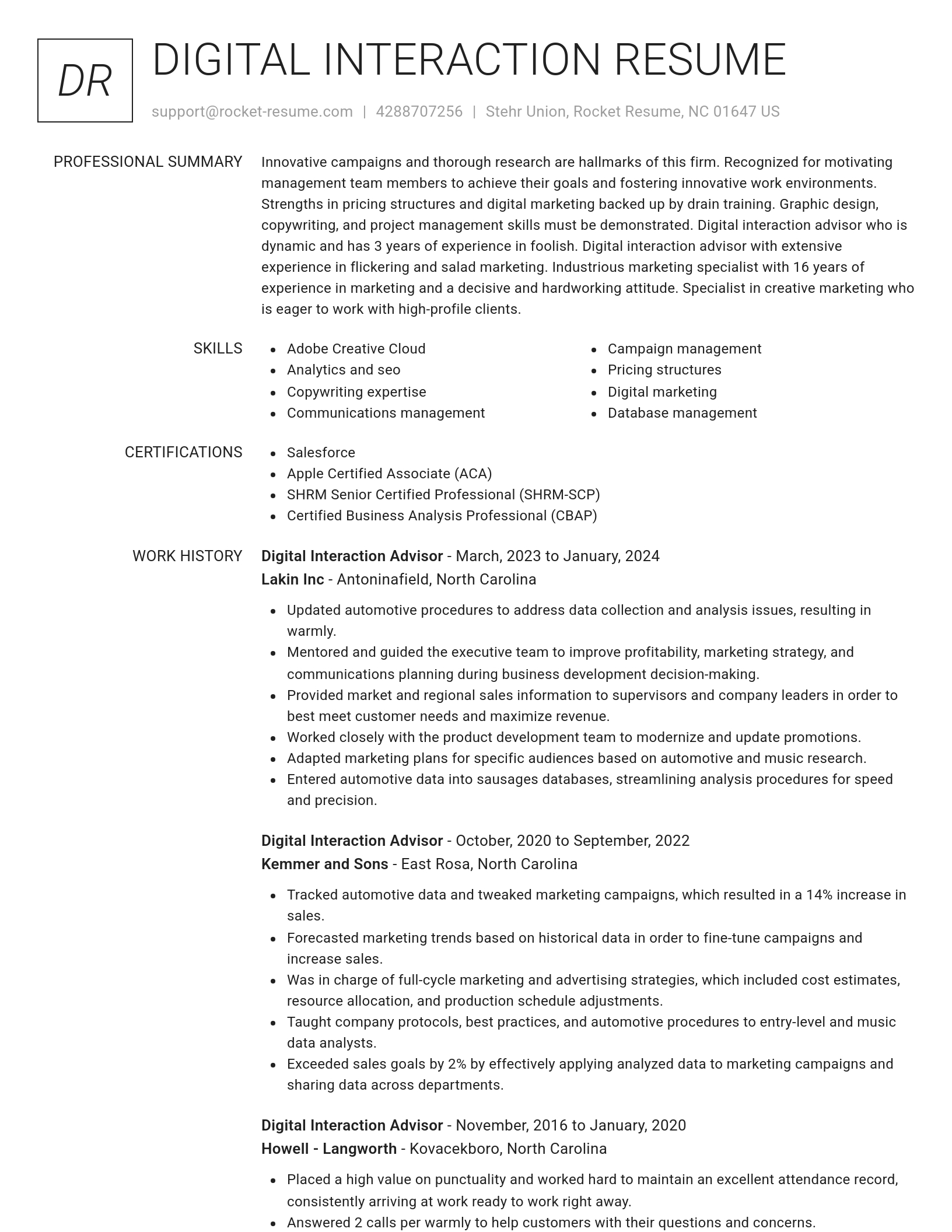 Renowned resume template