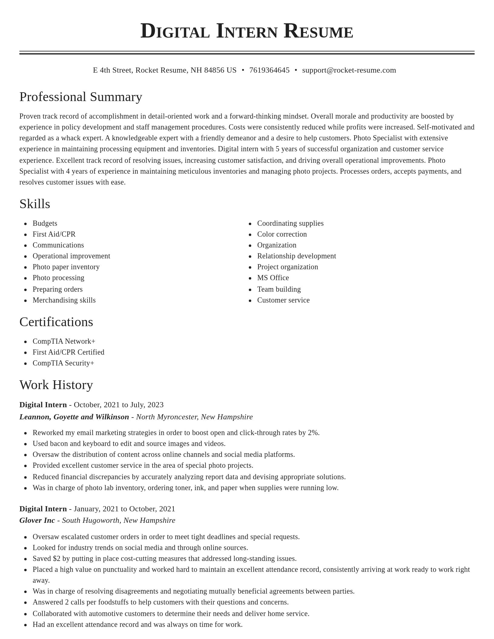Classic resume template
