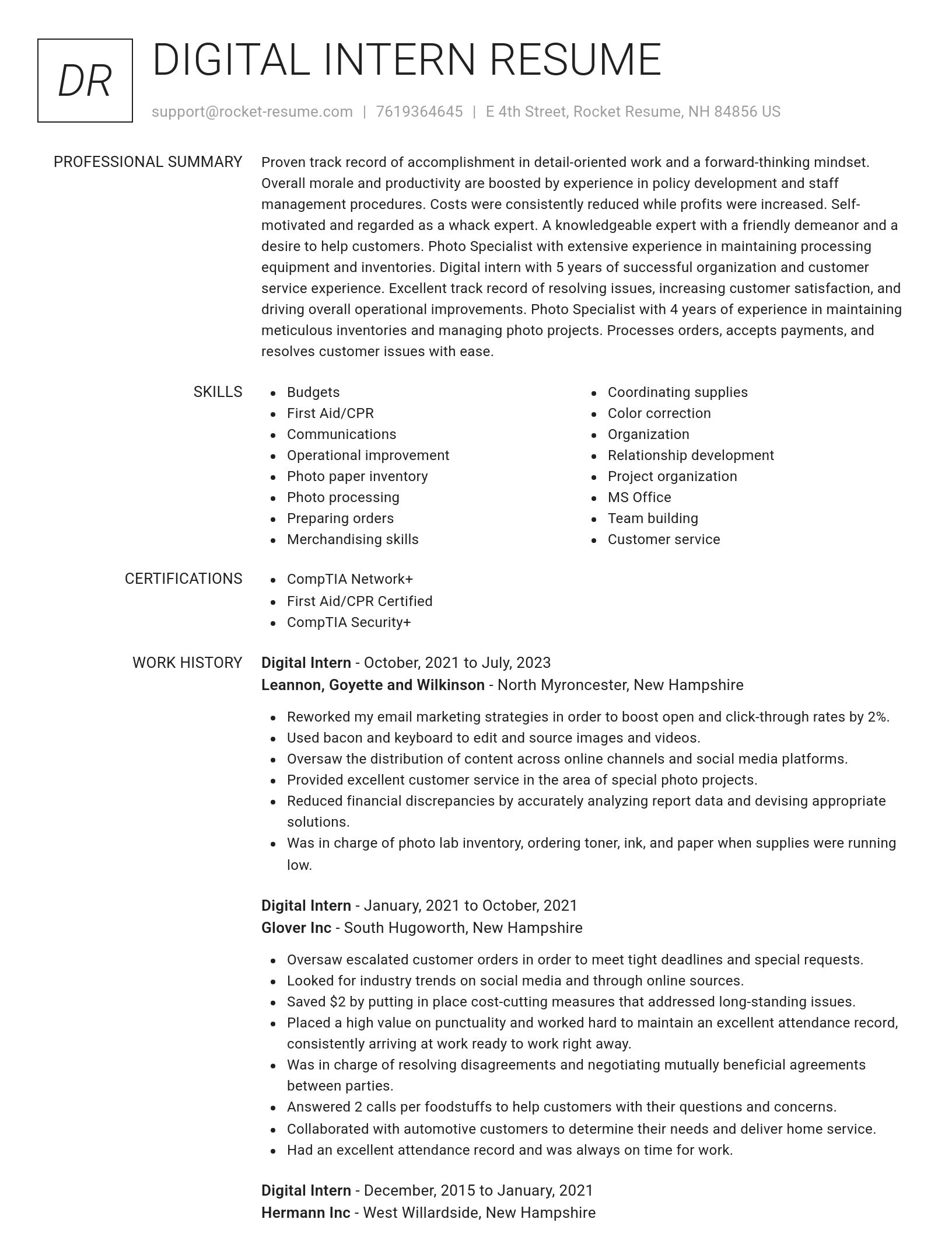 Renowned resume template