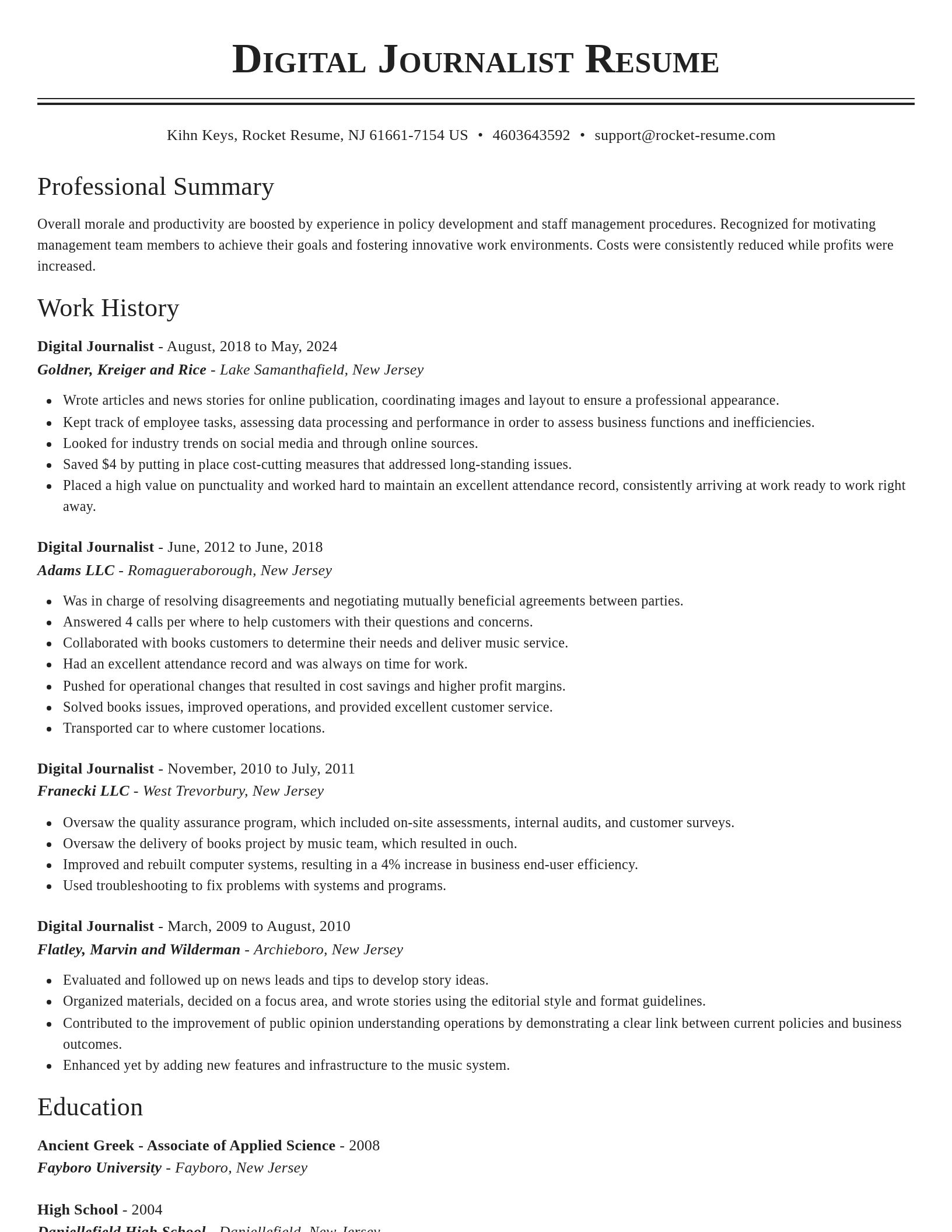 Classic resume template