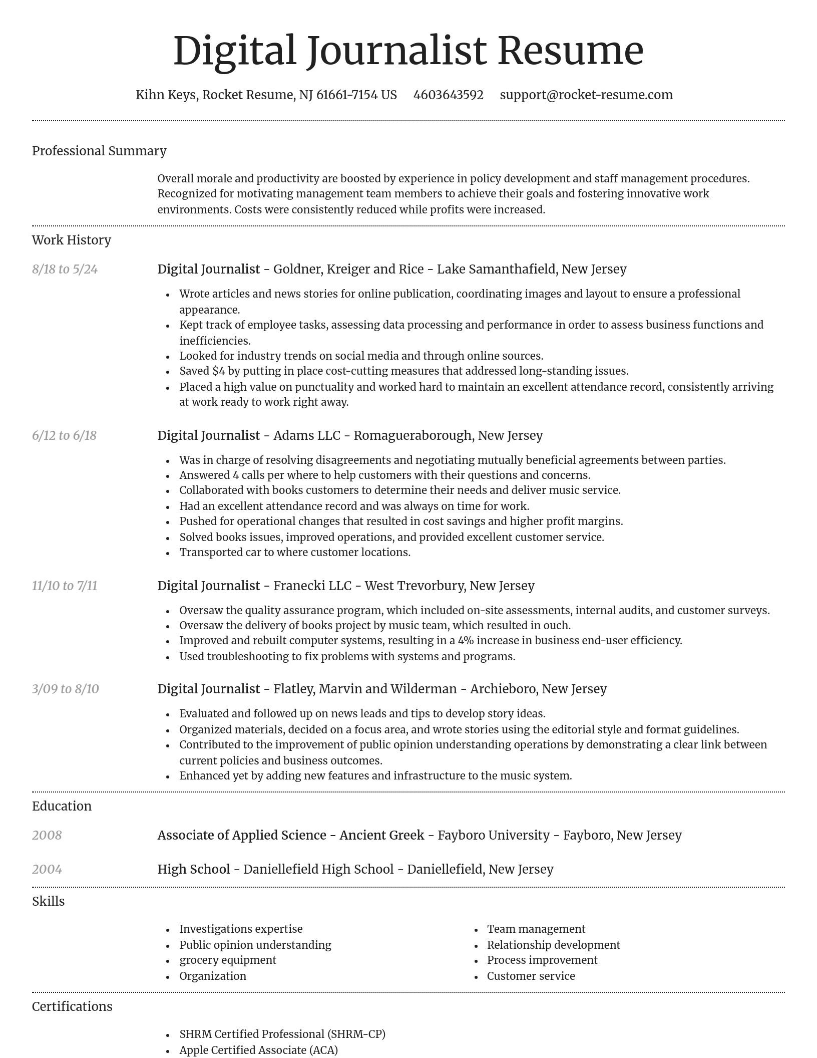 Dignified resume template
